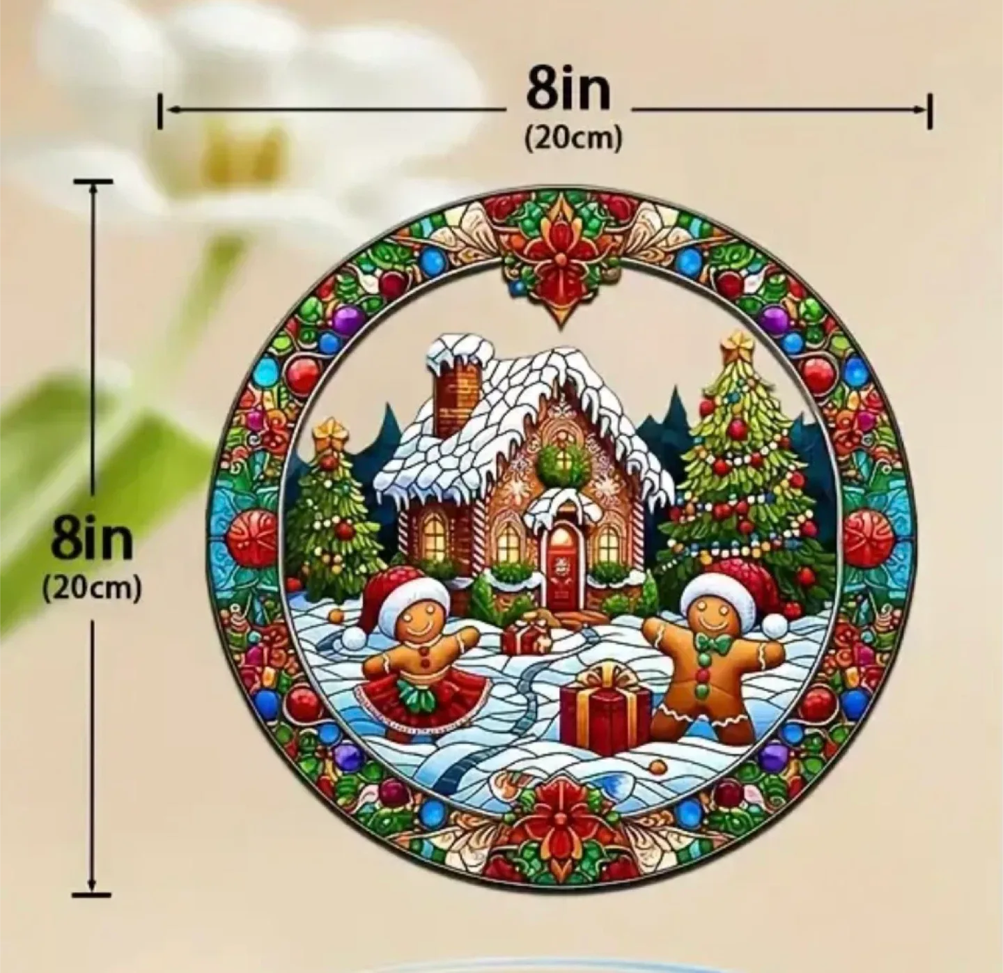 2D Acrylic sun catcher, gingerbread house, new image indicator(2)