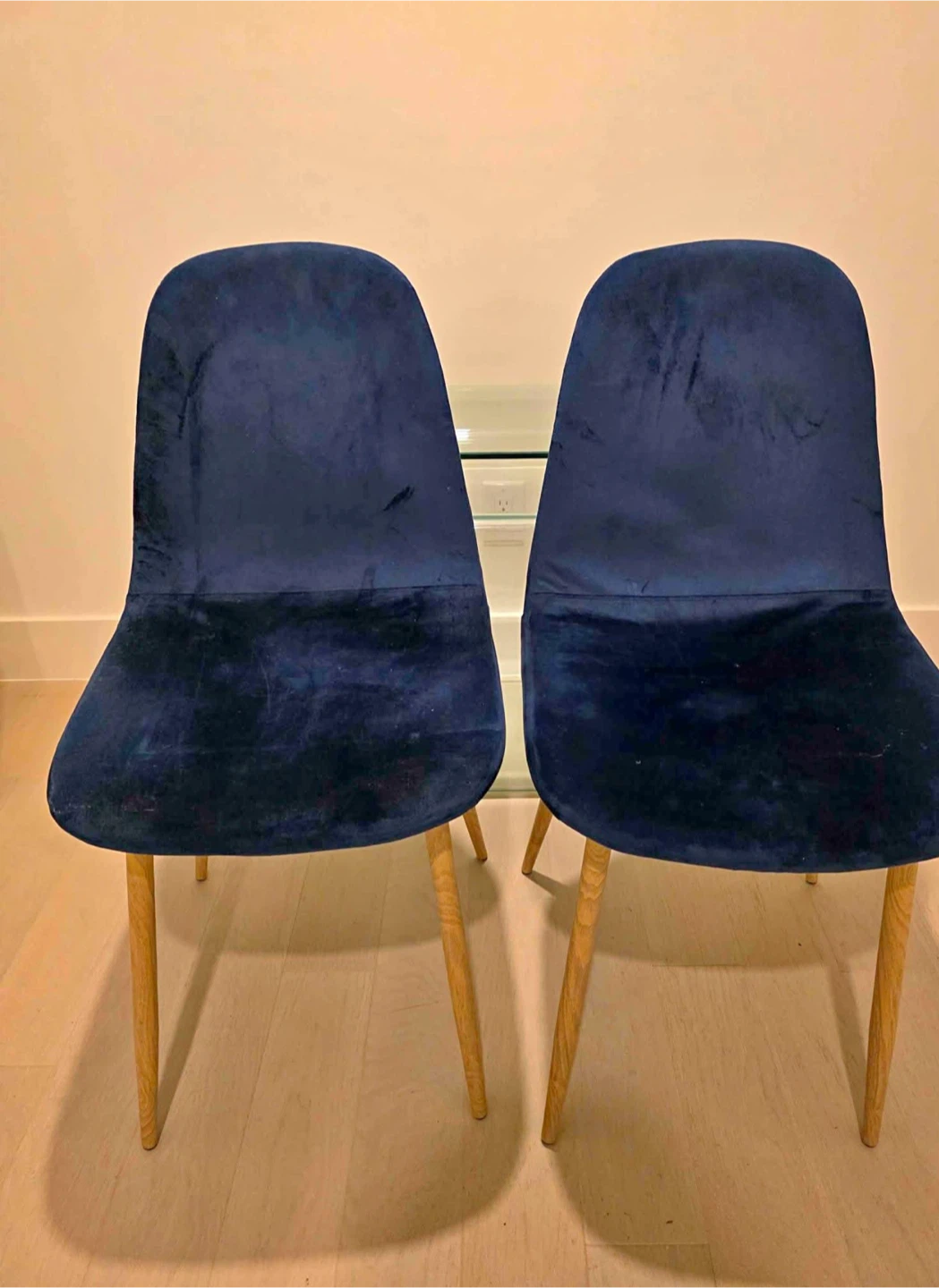 Navy Blue Velvet Dining Chairs (2)