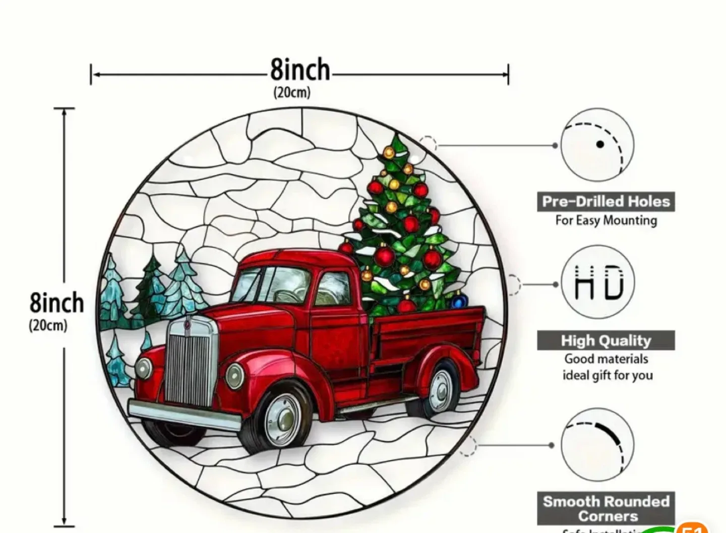 2D Christmas acrylic sun catcher, truck, new image indicator(3)