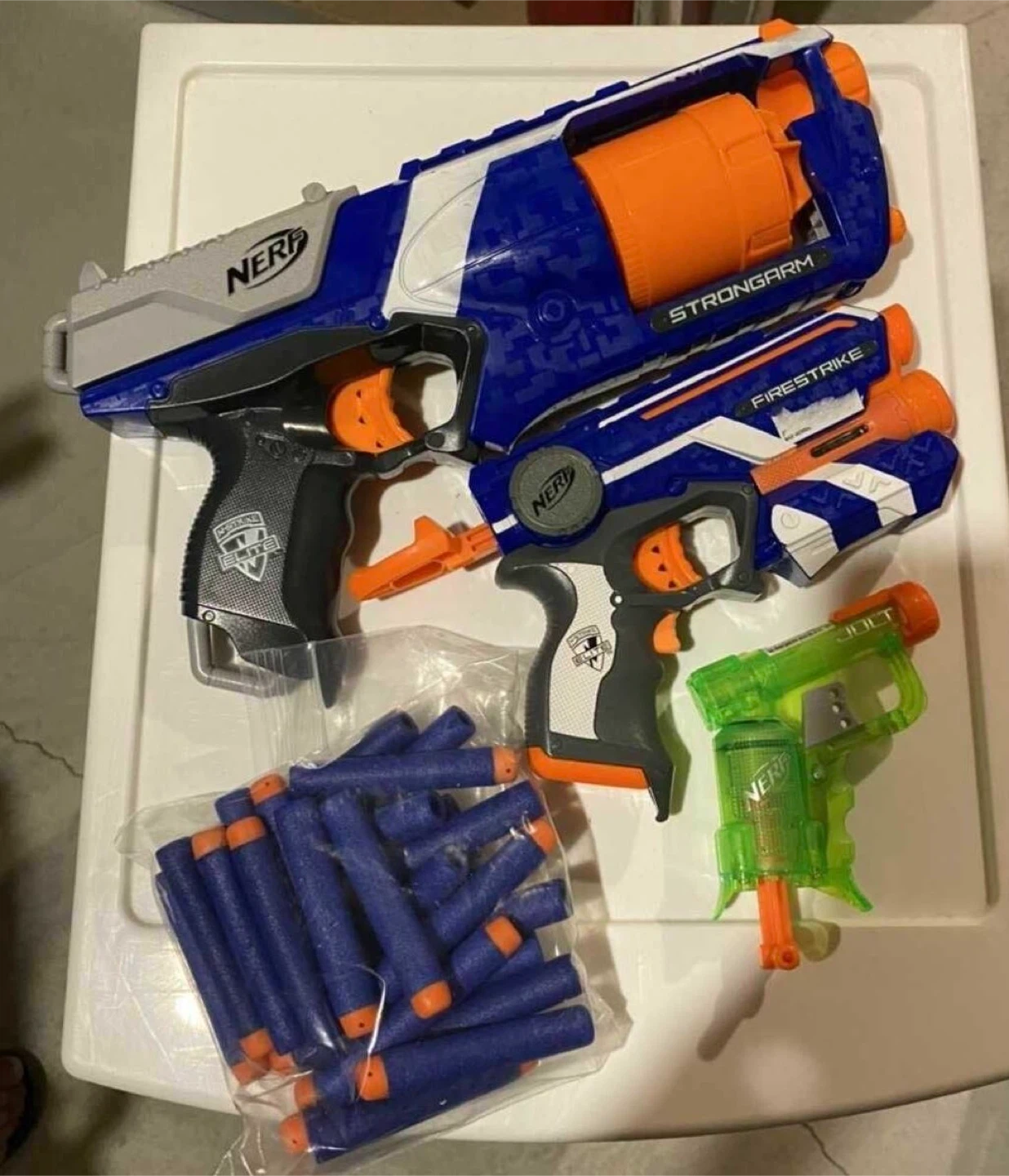 (3) Nerf Guns Bundle: Strongarm, Firestrike, Jolt + Darts