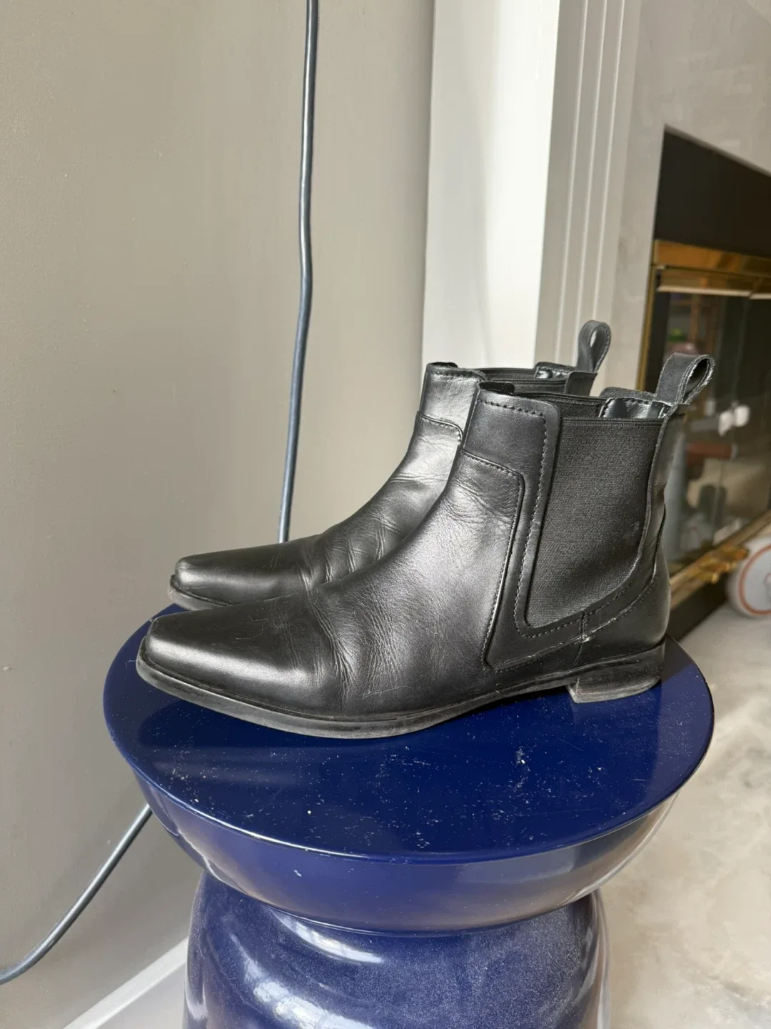 🥕Zara Black Leather Chelsea Boots, Size 38