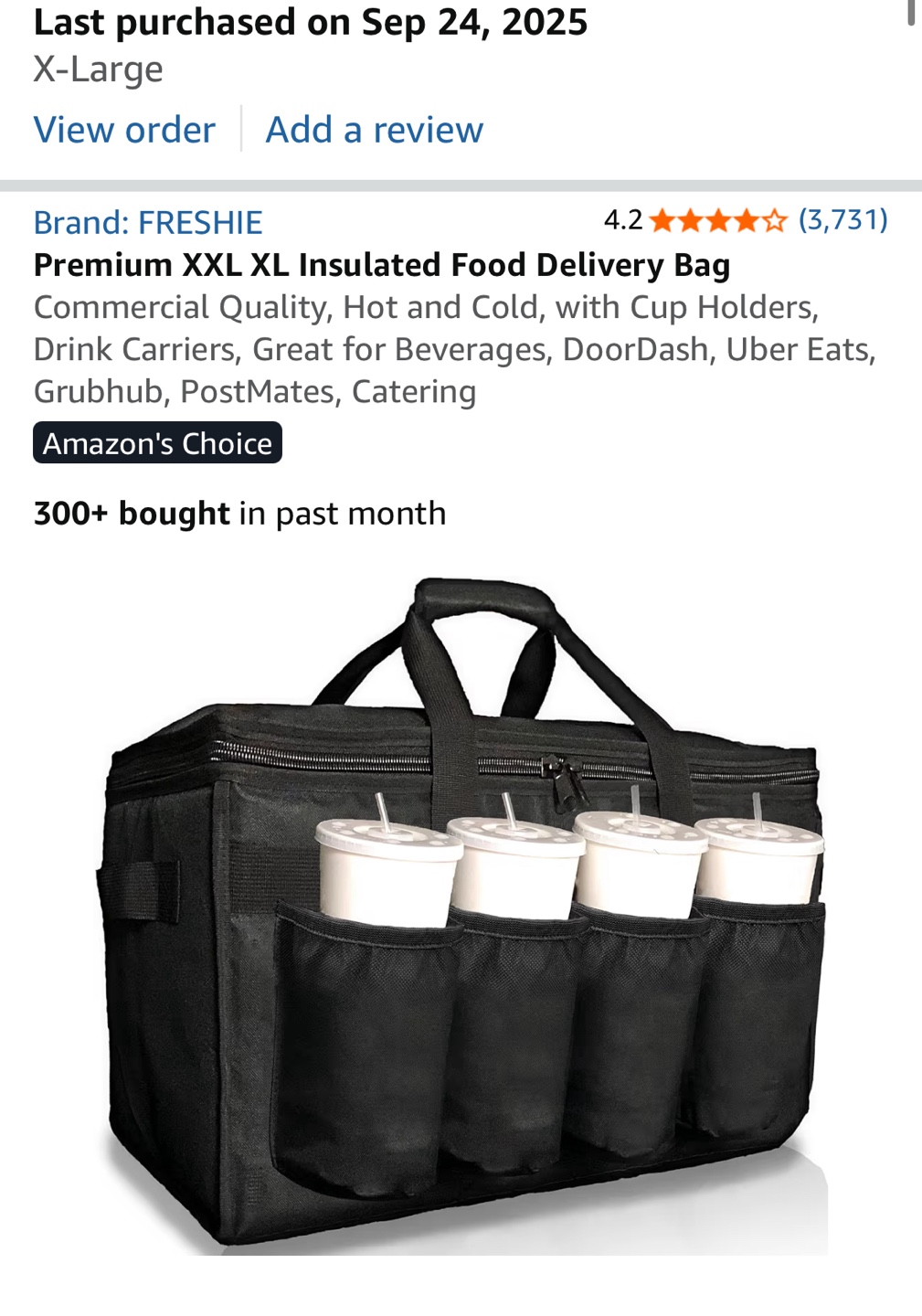 FRESHIE XXL Insulated Food Delivery Bag - New