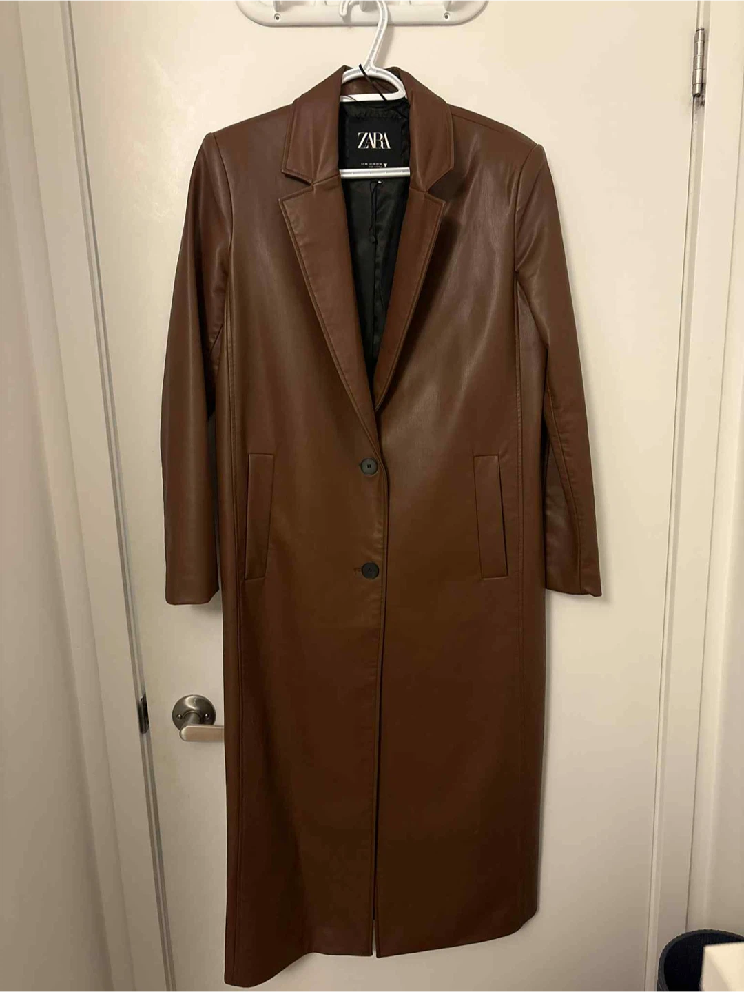 Zara Brown Faux Leather Trench Coat