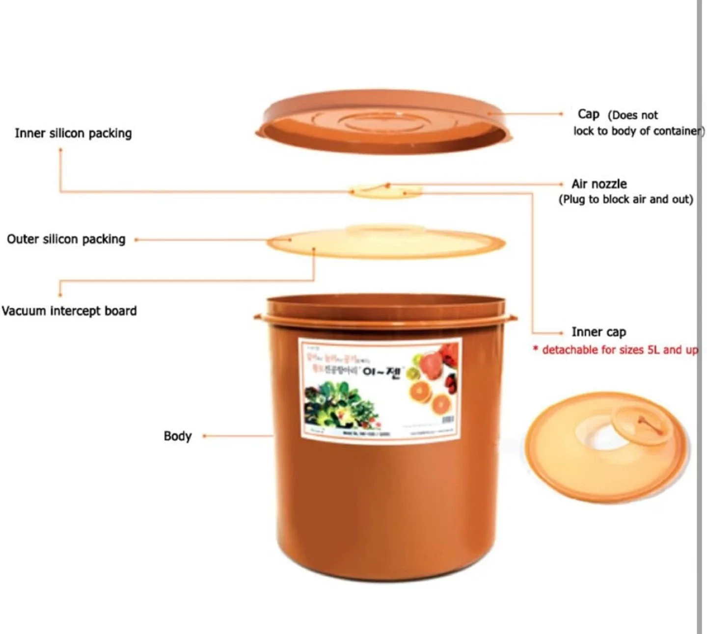 Kimchi Fermentation Container with Inner Vacuum Lid -22L image indicator(2)