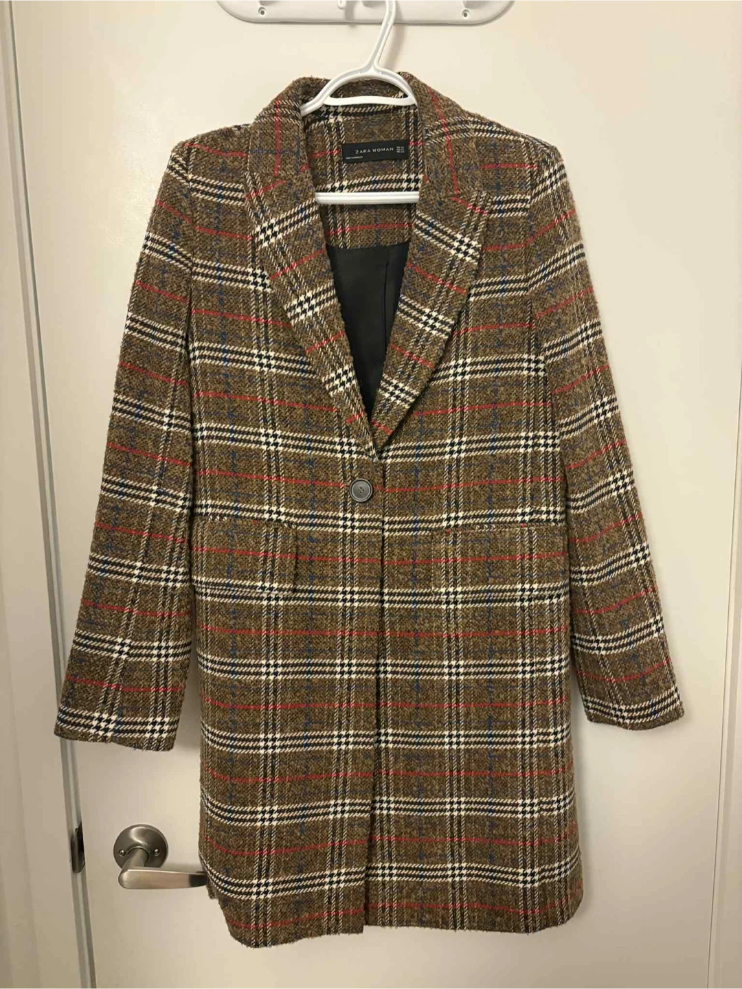 Zara Woman Plaid Wool Blend Coat