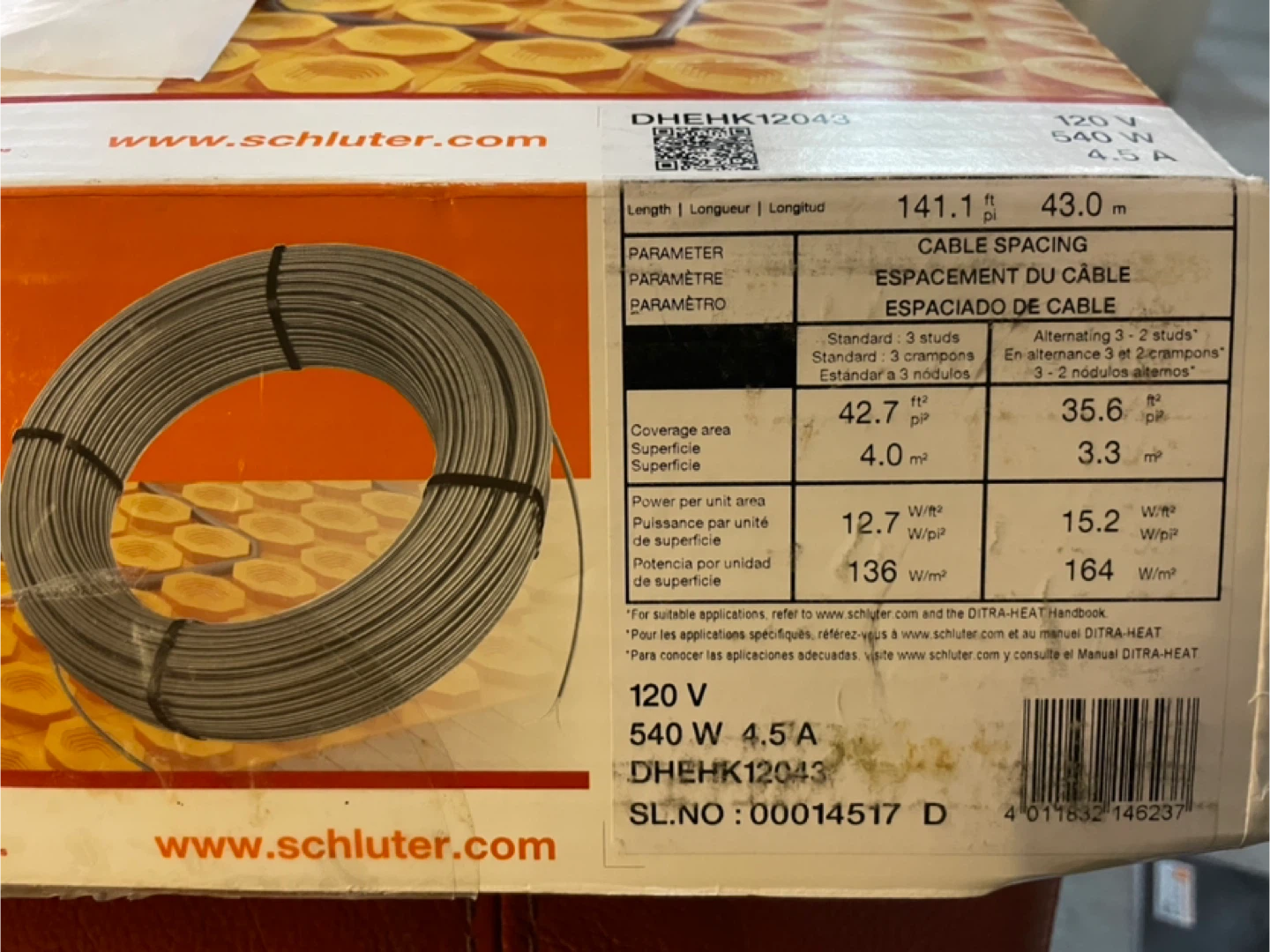🥕Schluter DITRA-HEAT Floor Heating Cable - 141.1 ft - photo 4