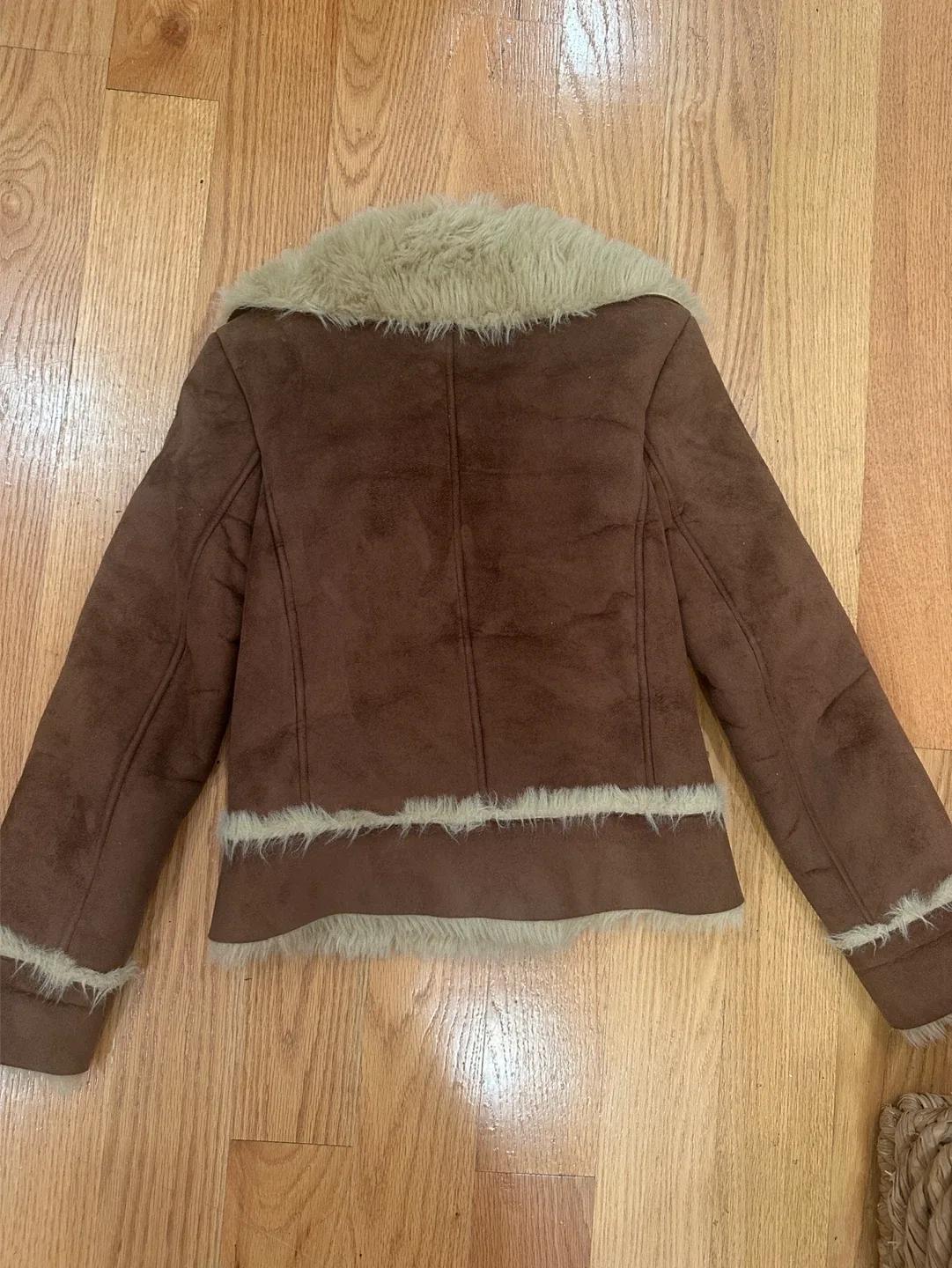 Chateau Brown Faux Suede Fur Trim Jacket image indicator(3)