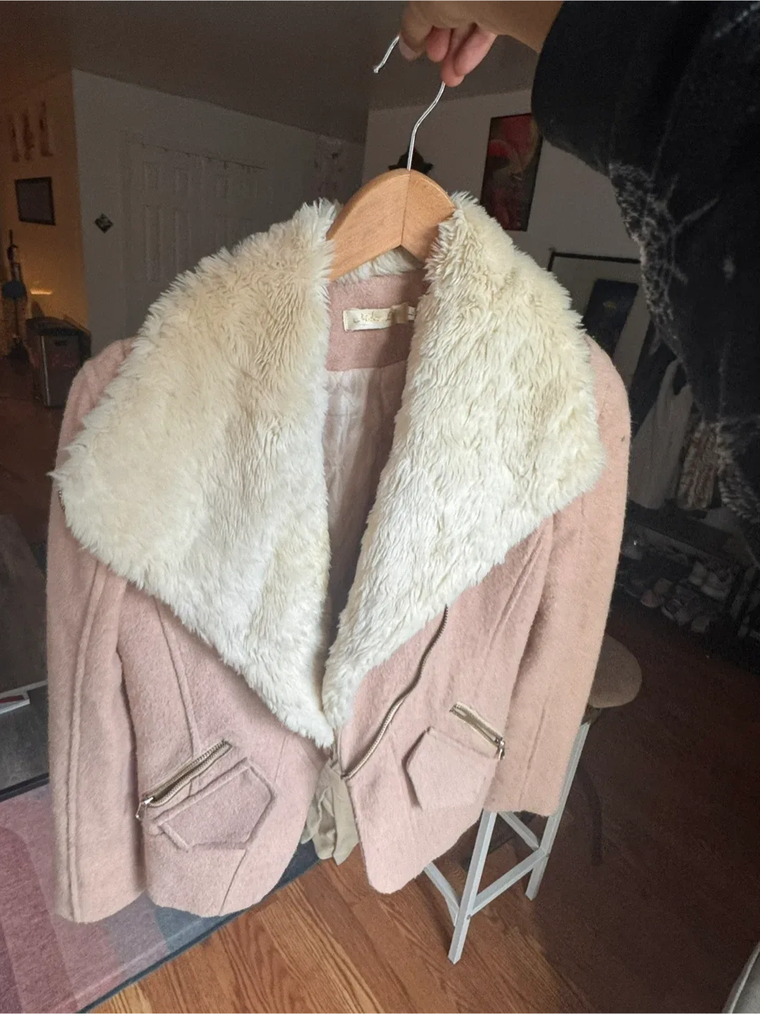 BB Dakota Pink Jacket with Faux Fur Collar image indicator(2)