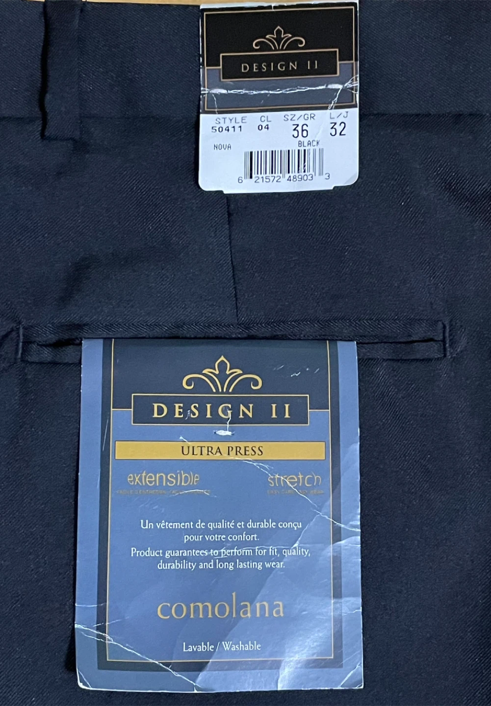 Design II Black Men’s Dress Pants 36” - New!