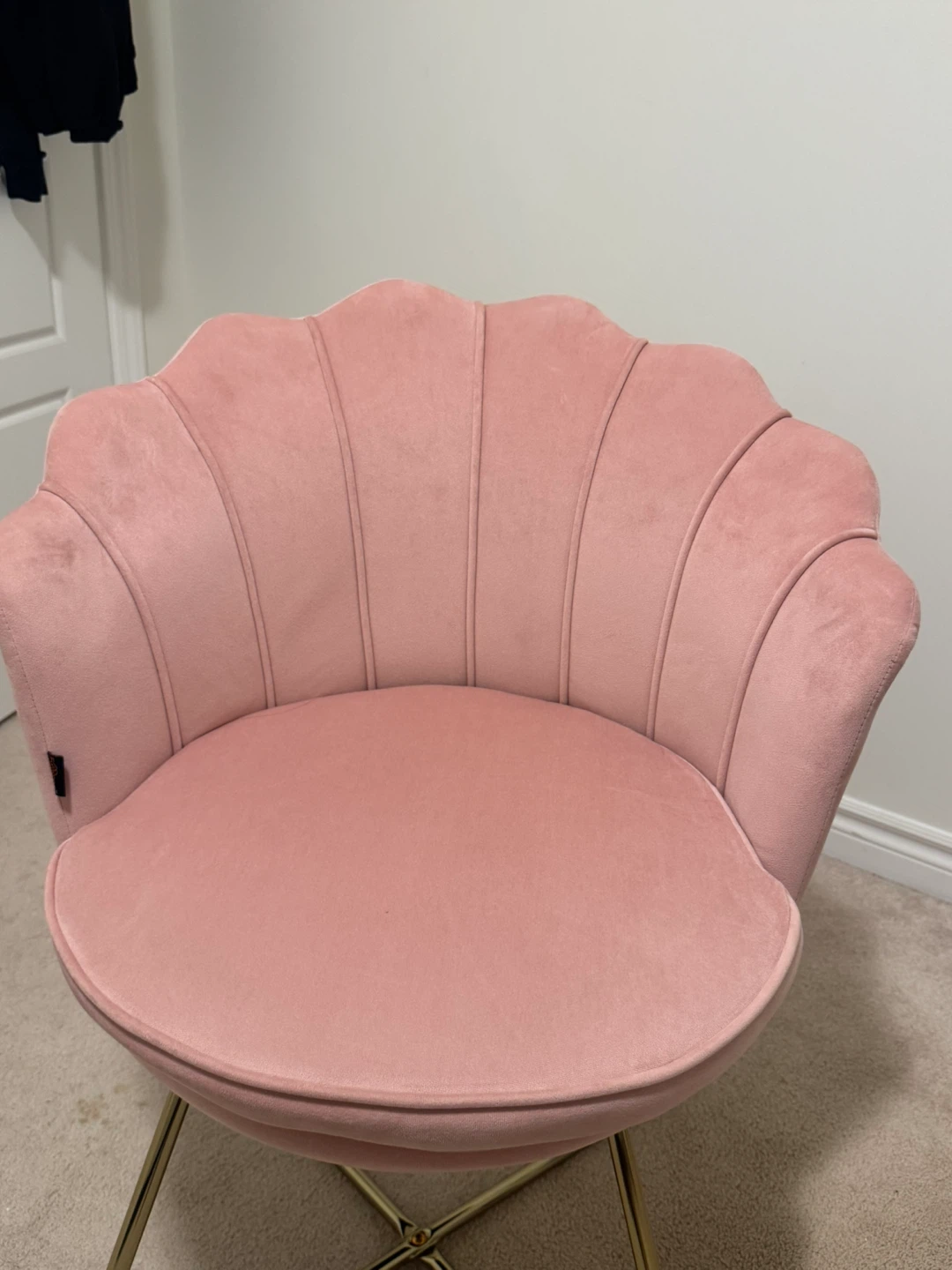 Pink Velvet Shell Accent Chair