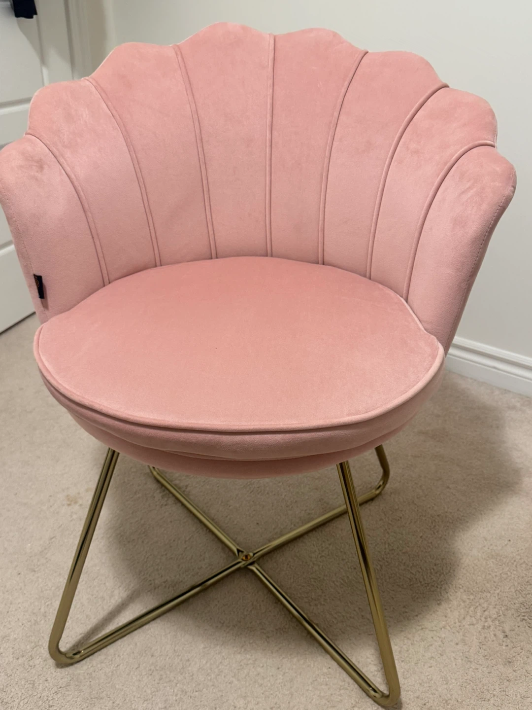 Pink Velvet Shell Accent Chair - photo 2