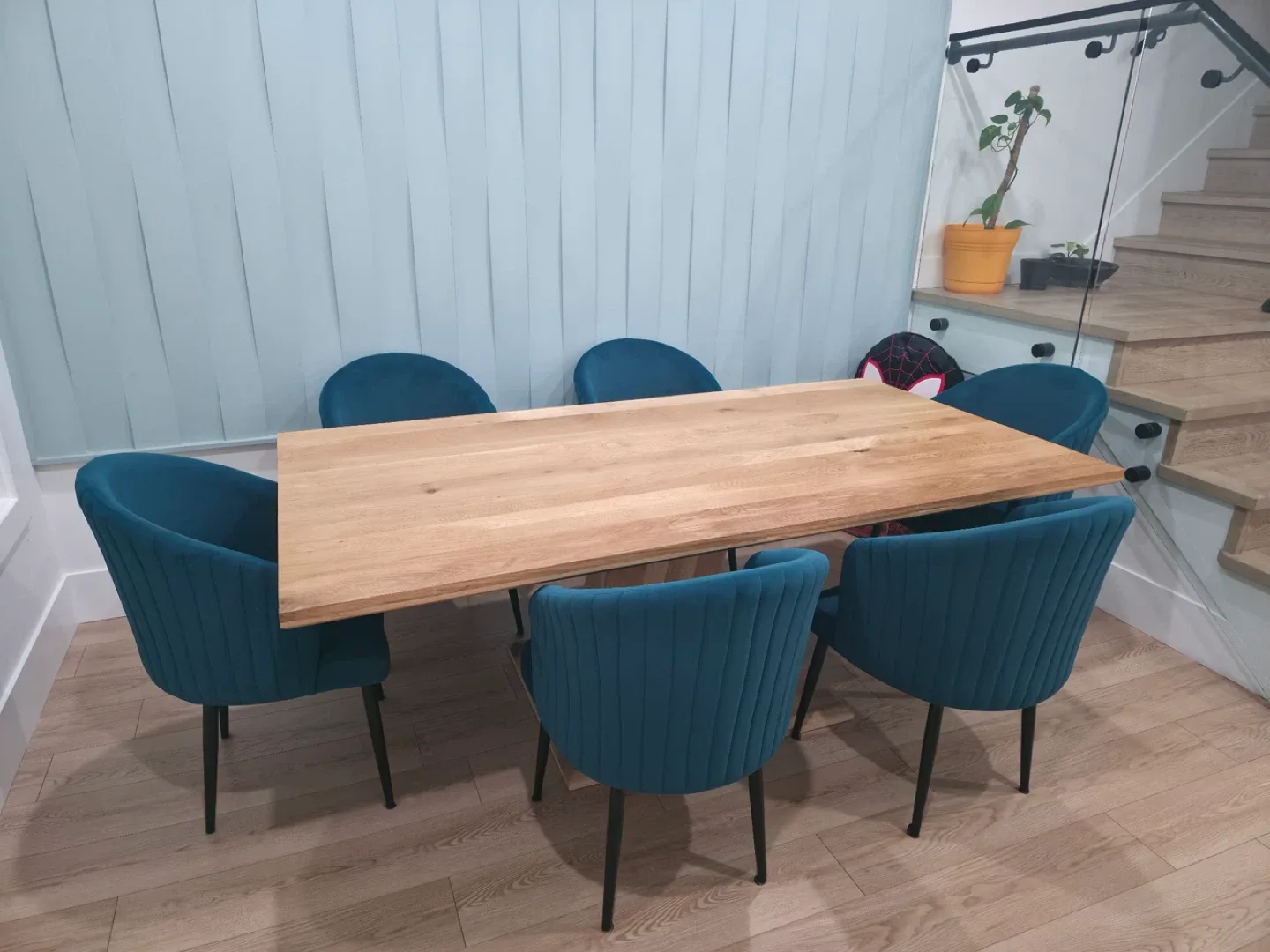 Dining Table with 6 Teal Chairs image indicator(6)