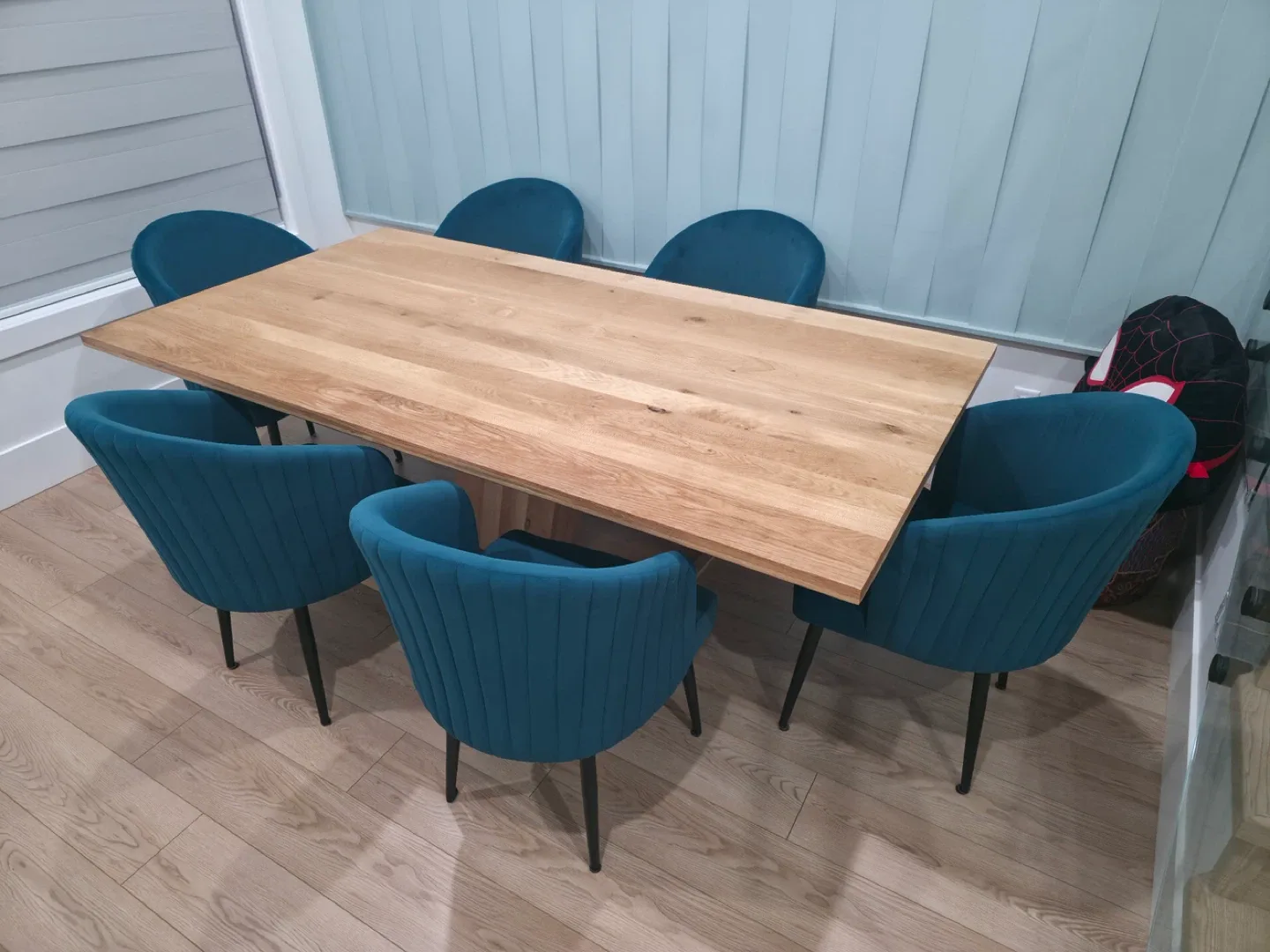 Dining Table with 6 Teal Chairs image indicator(8)