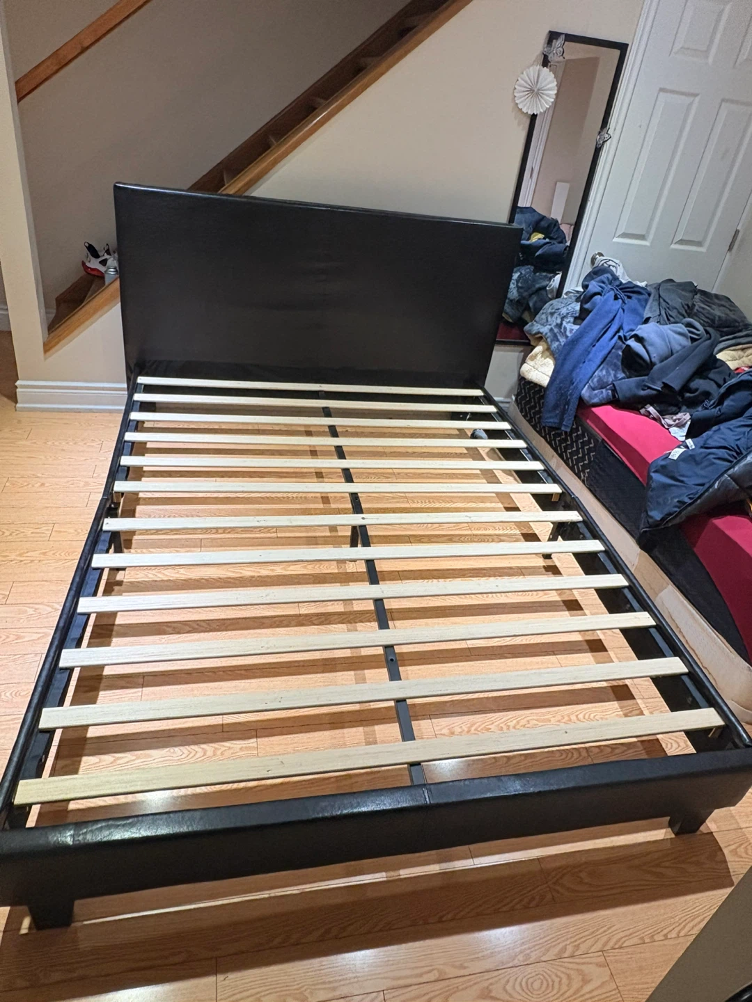 Queen size Black Faux Leather Bed Frame