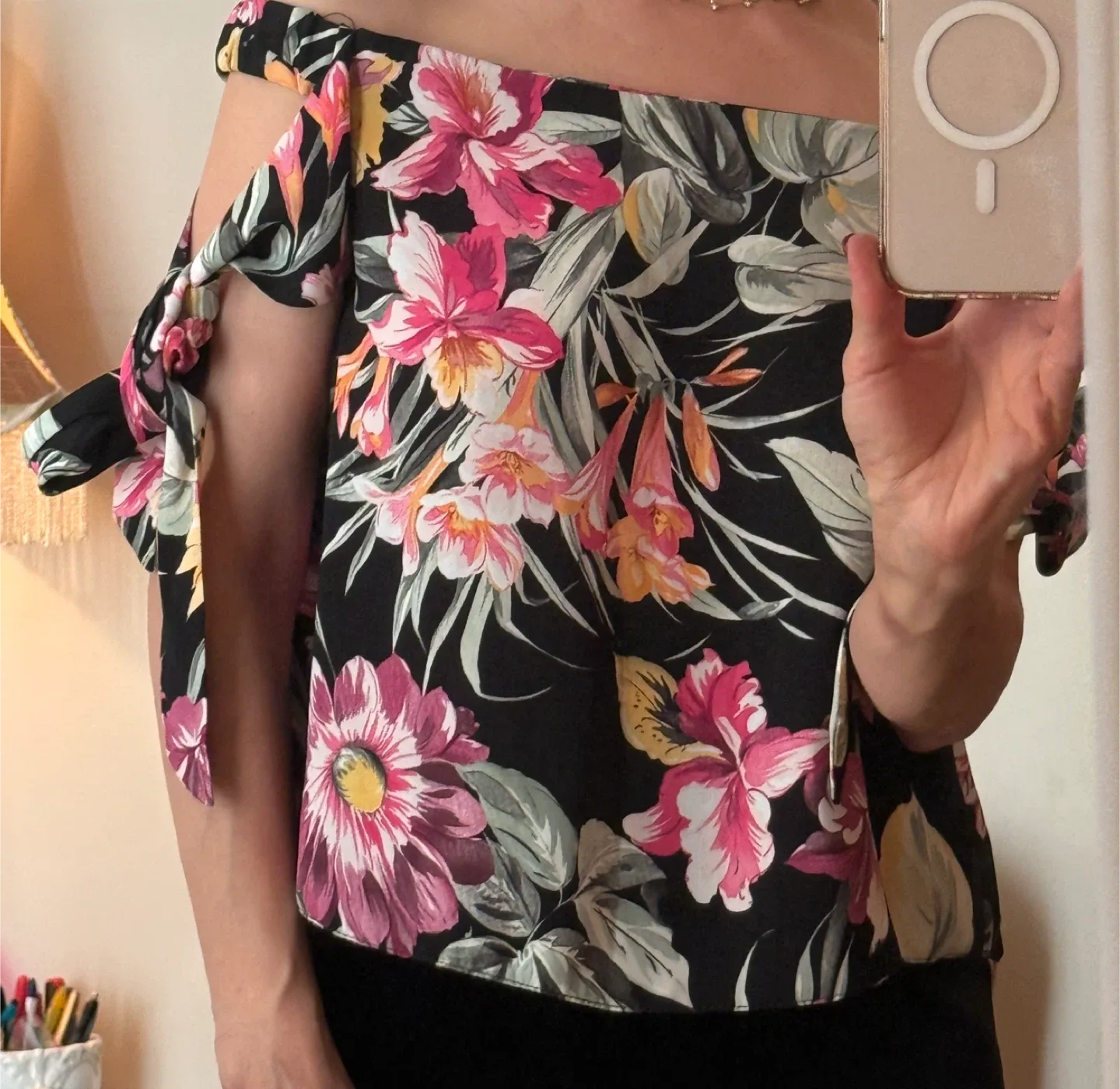 Floral Print Cold Shoulder Top