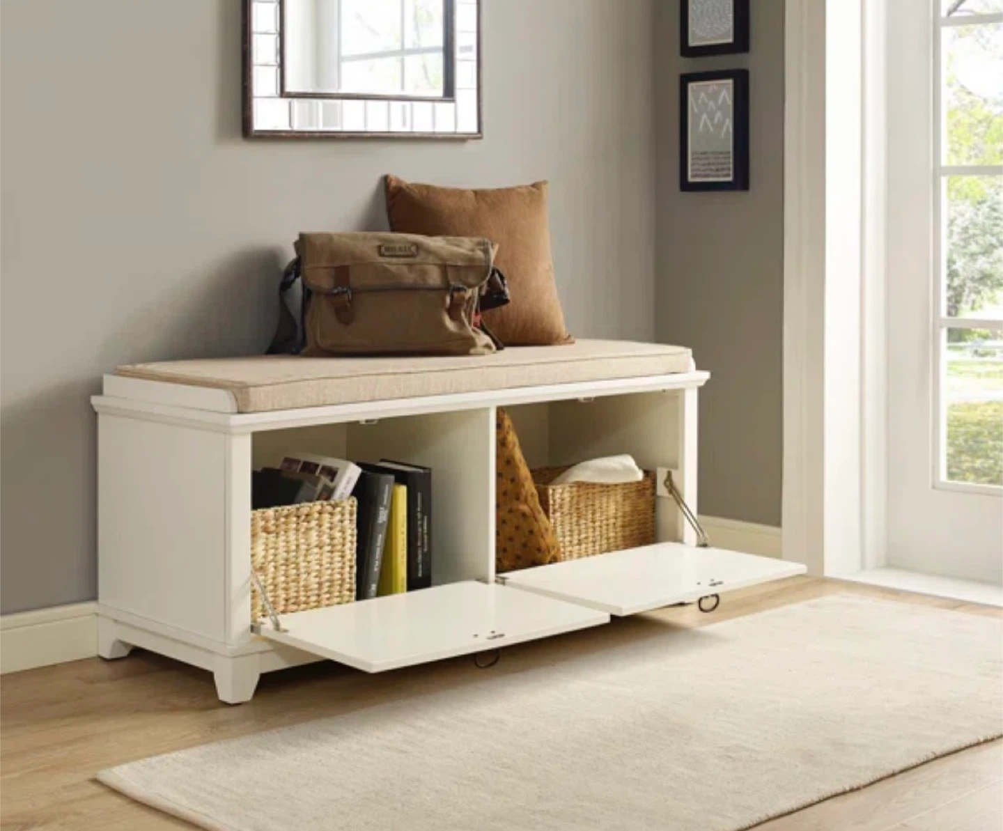Entryway Storage Bench - White - photo 3