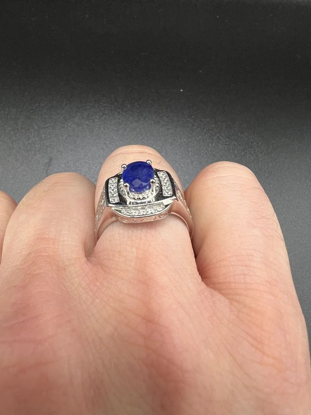 Silver and Sapphire Ring image indicator(3)