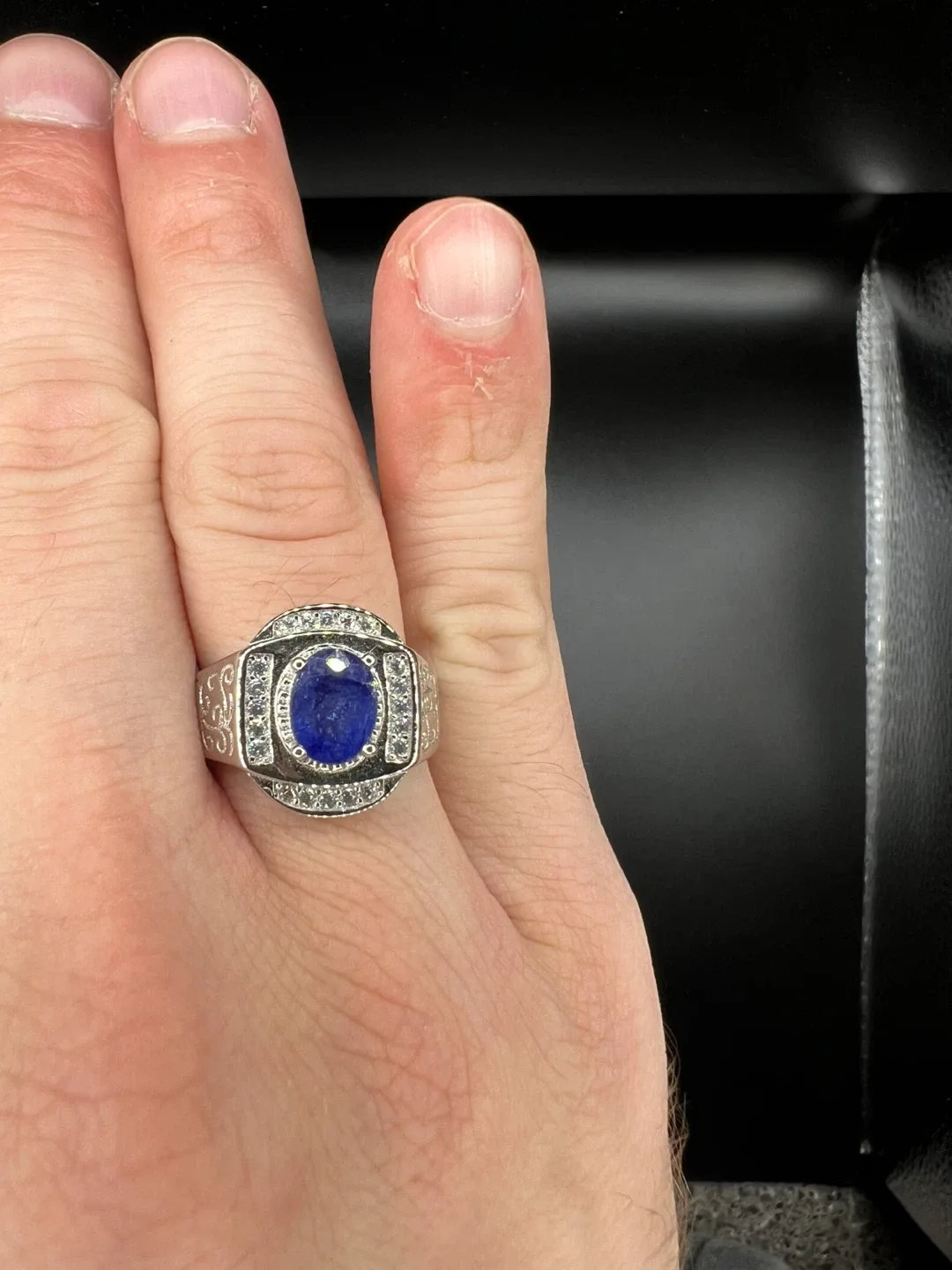 Silver and Sapphire Ring image indicator(2)