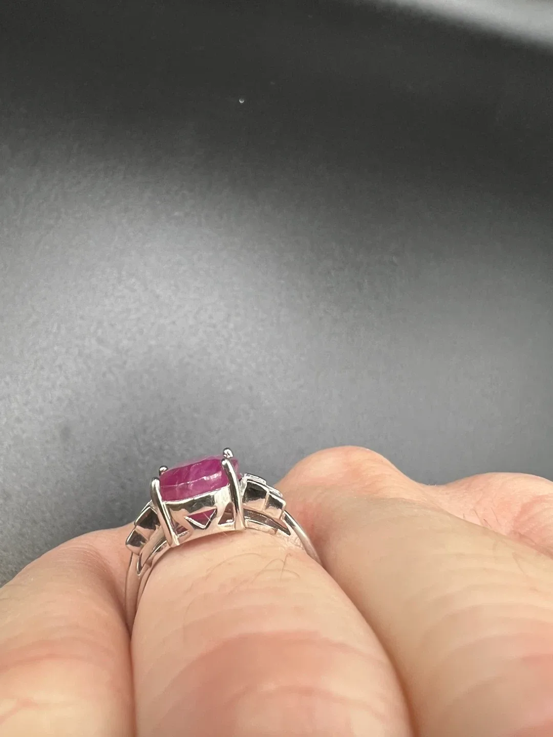 3ct Ruby and White Stone SilverRing image indicator(2)