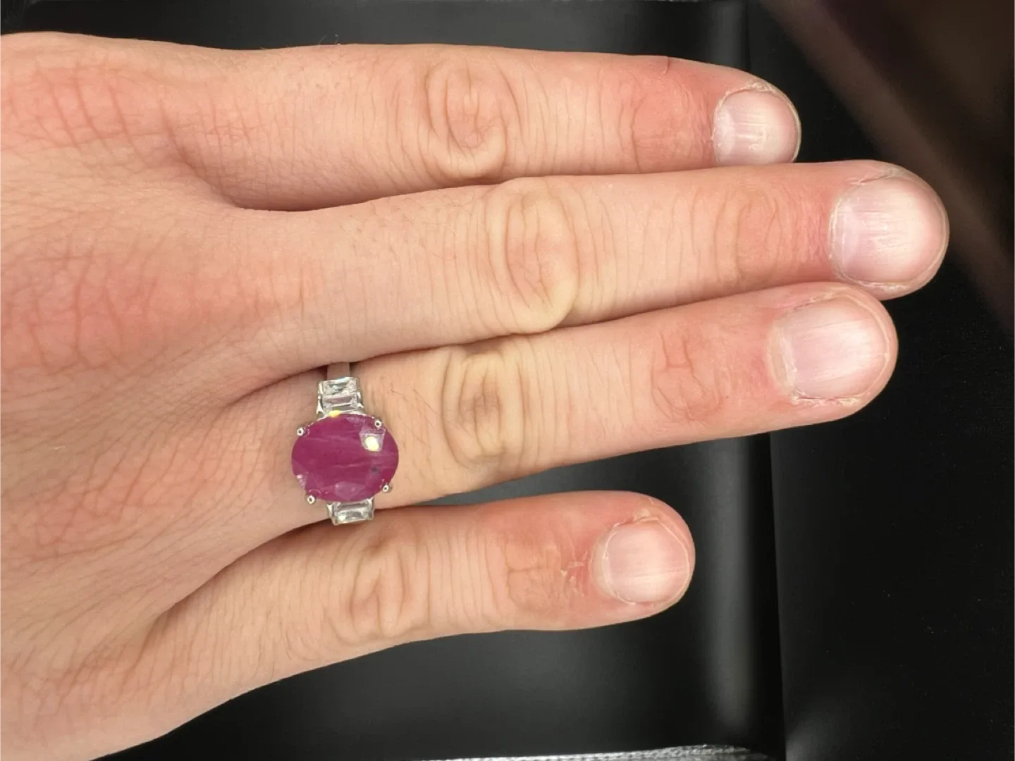 3ct Ruby and White Stone SilverRing image indicator(4)