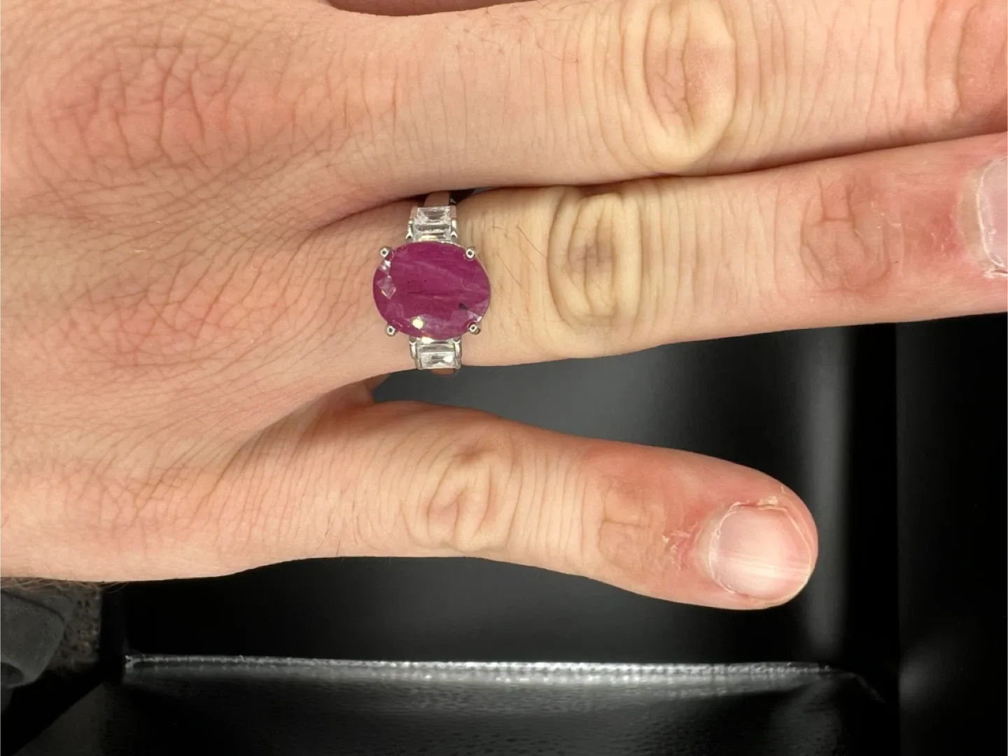 3ct Ruby and White Stone SilverRing image indicator(3)