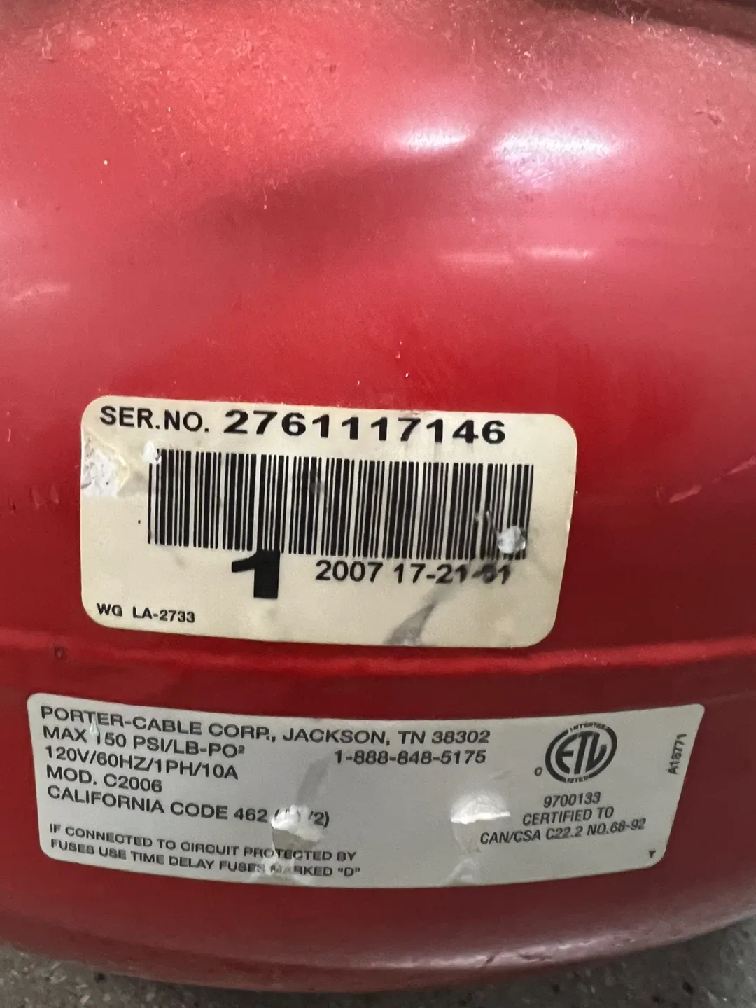 Porter-Cable 6 Gallon Air Compressor image indicator(4)