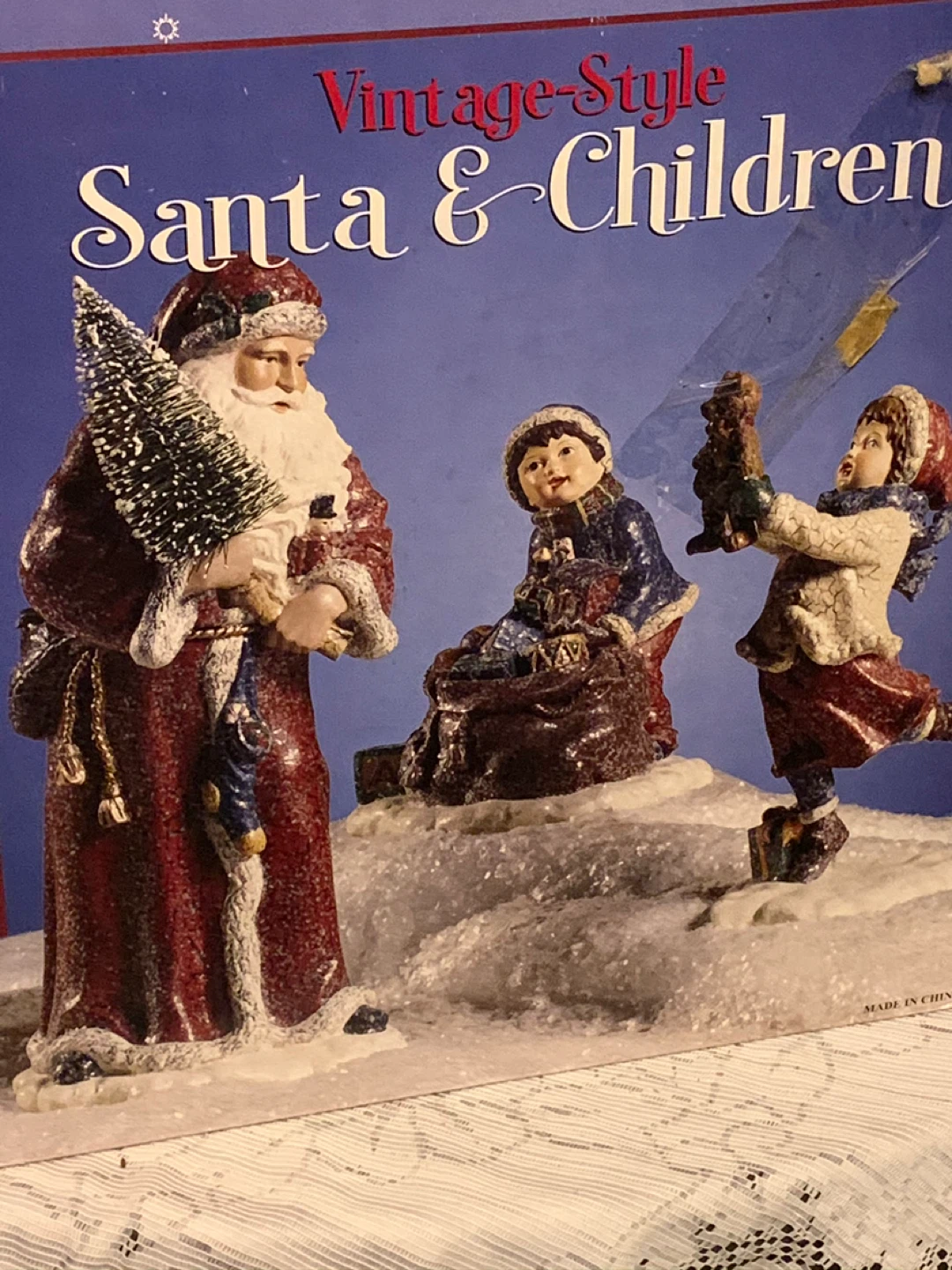 Vintage-Style Santa & Children Figurine
