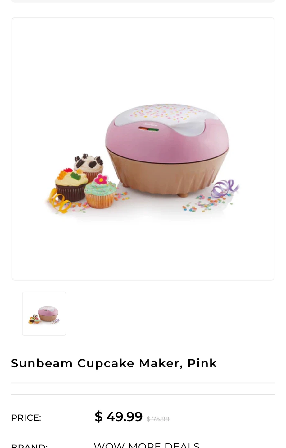 Sunbeam Cupcake Maker - Makes 6 in 10 Minutes!