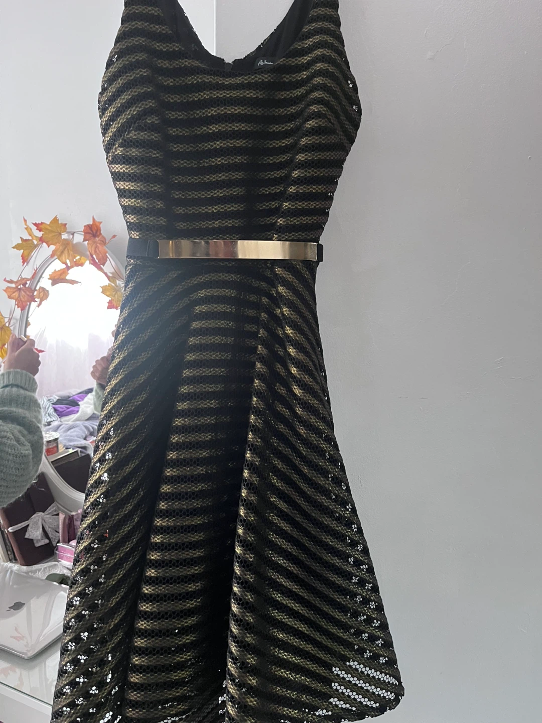 Rebeca Sanver Dress, Size medium , Black & Gold - photo 2