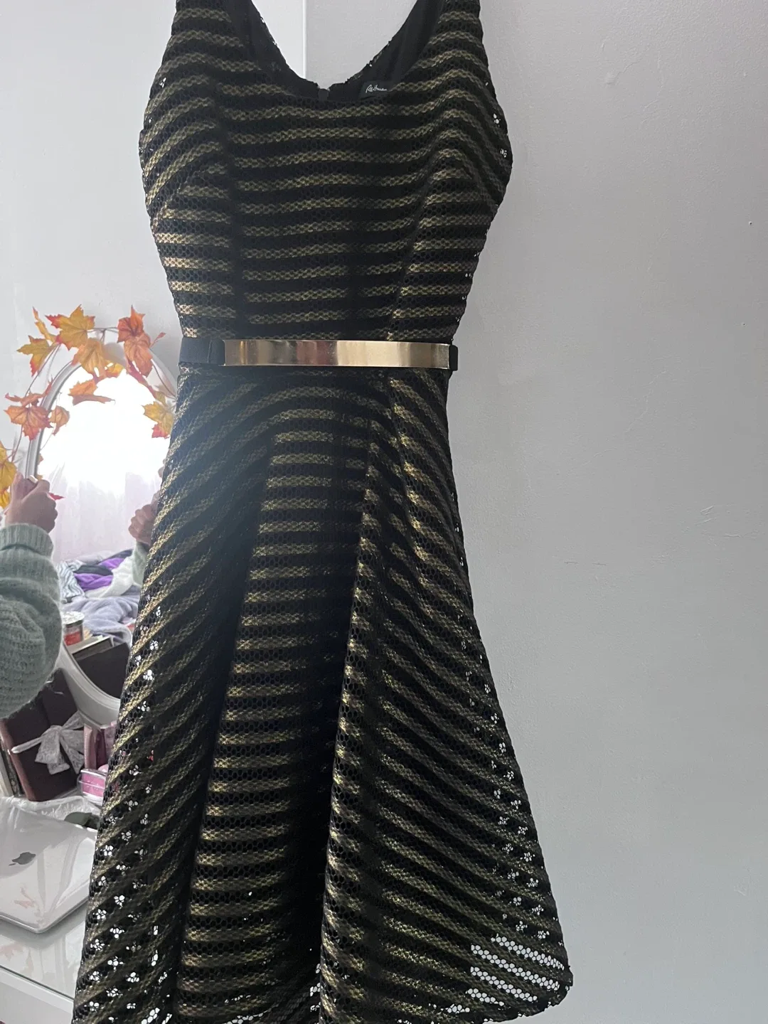 Rebeca Sanver Dress, Size medium , Black & Gold image indicator(2)