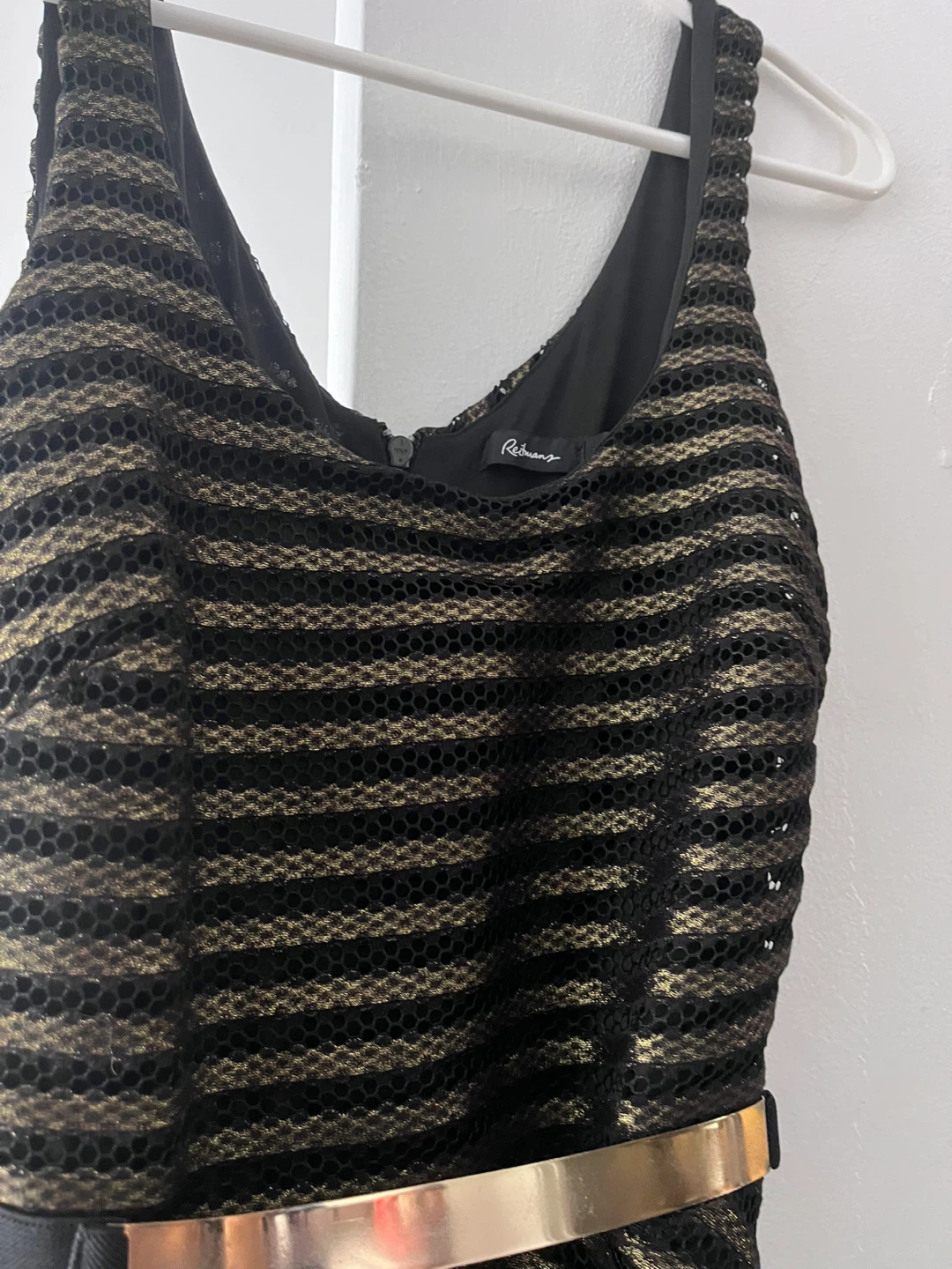 Rebeca Sanver Dress, Size medium , Black & Gold
