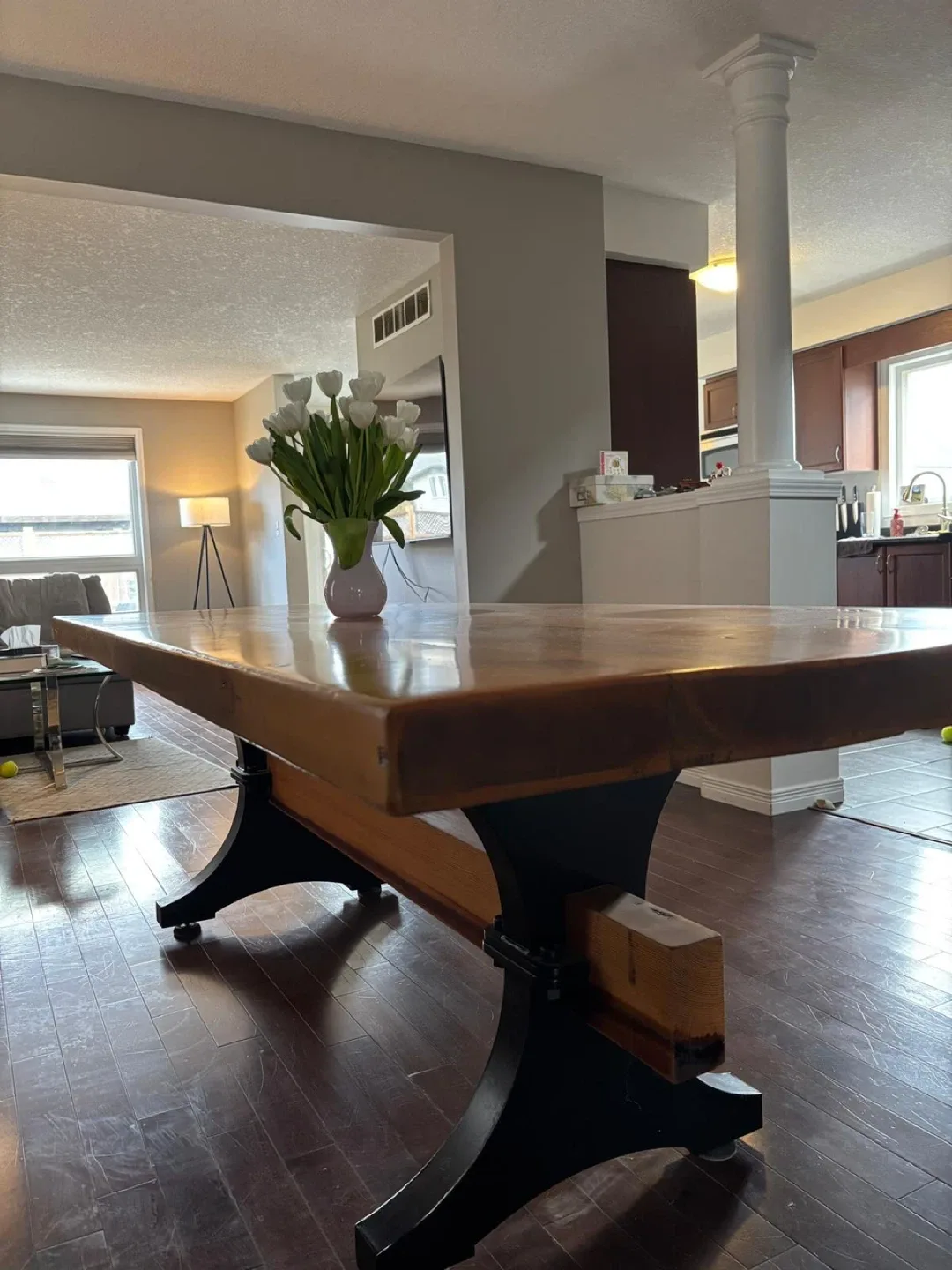 Wooden Dining Table with Black Base image indicator(4)