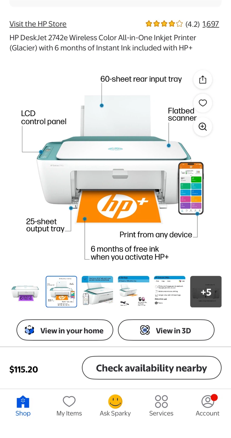 HP DeskJet 2742e Wireless All-in-One Printer