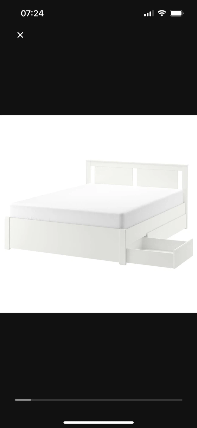 IKEA Songesand White Bed Frame with Storage