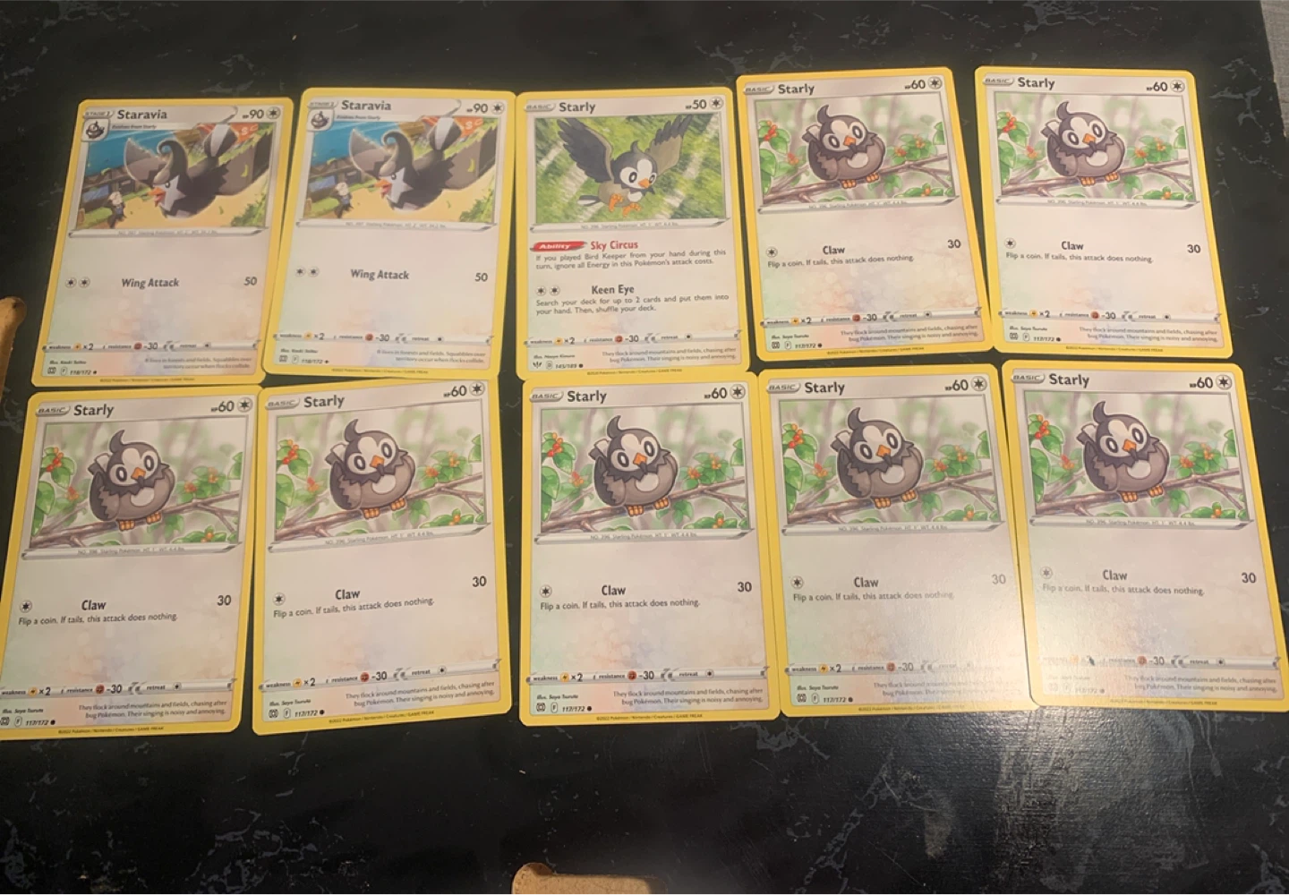 Pokemon Cards - Staravia & Starly