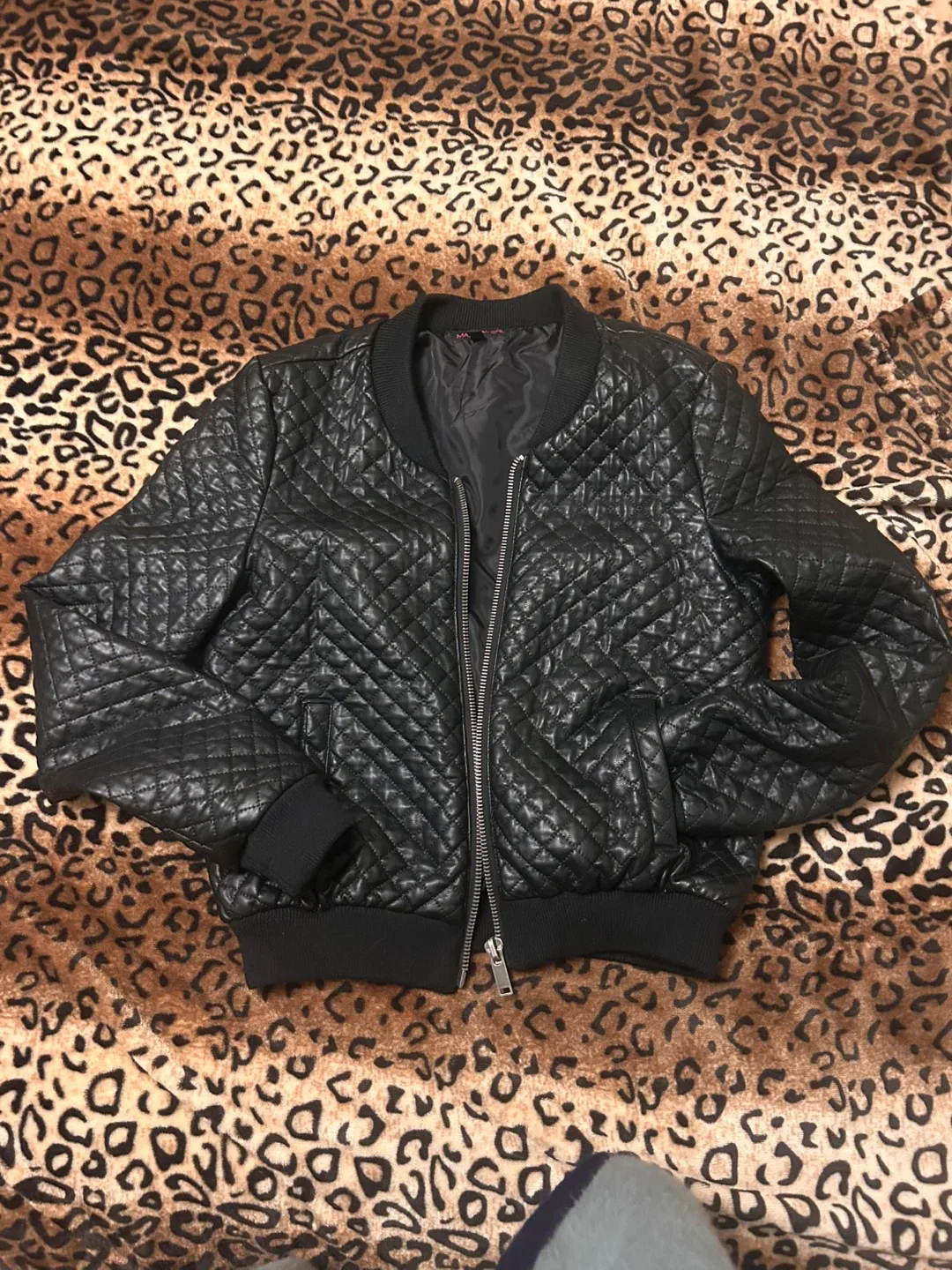 Material Girl Black Quilted Bomber Jacket - Size S thumbnail
