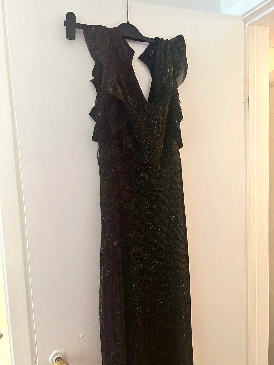 Yolanco Black Dress with Ruffles