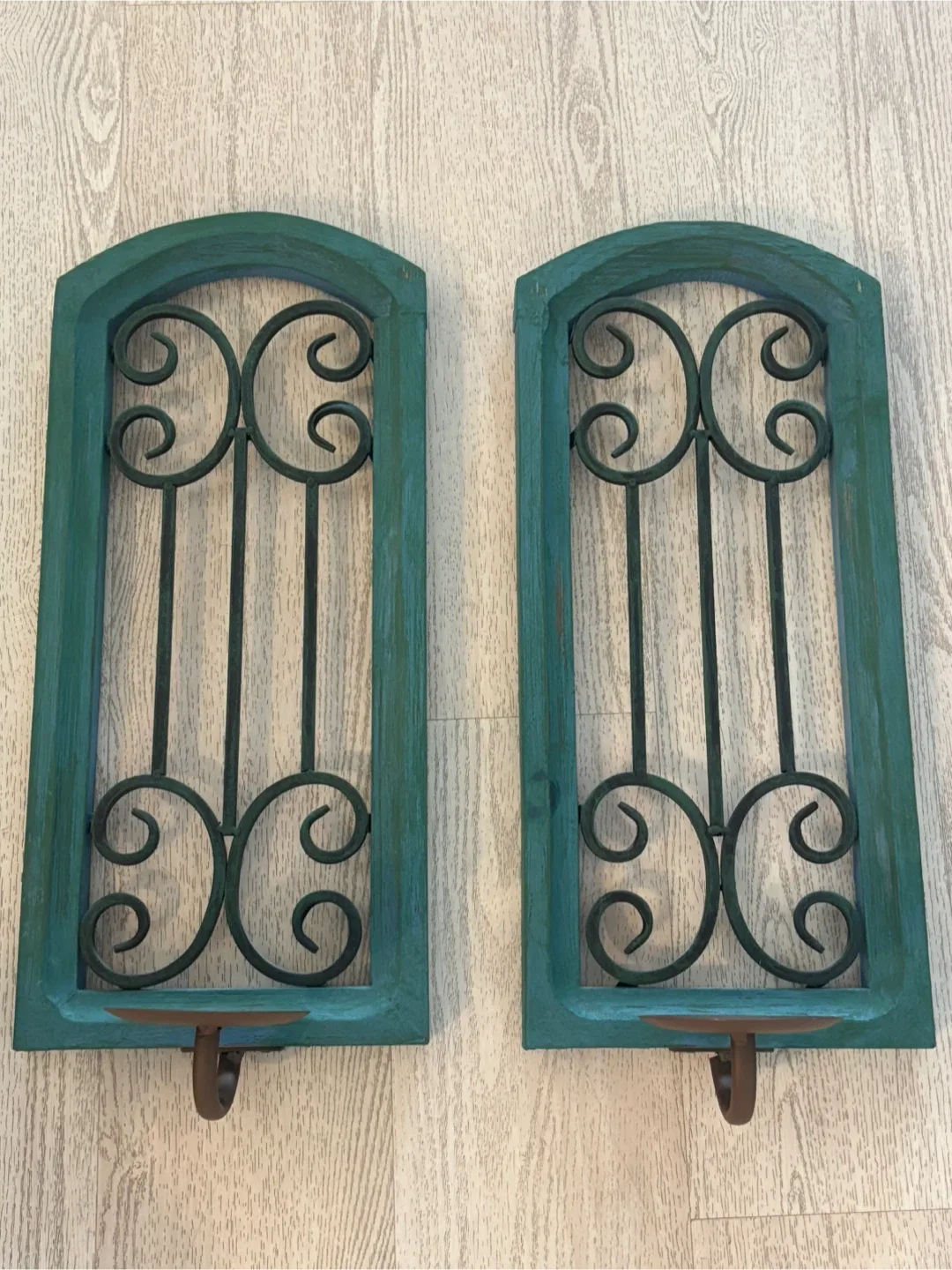 Teal Wall Candle Holders (Set of 2)