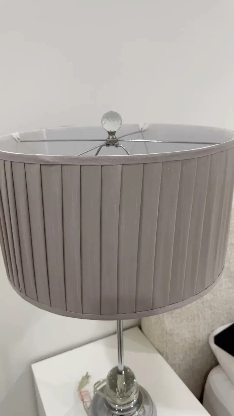 Gray Table Lamp with Crystal Accents