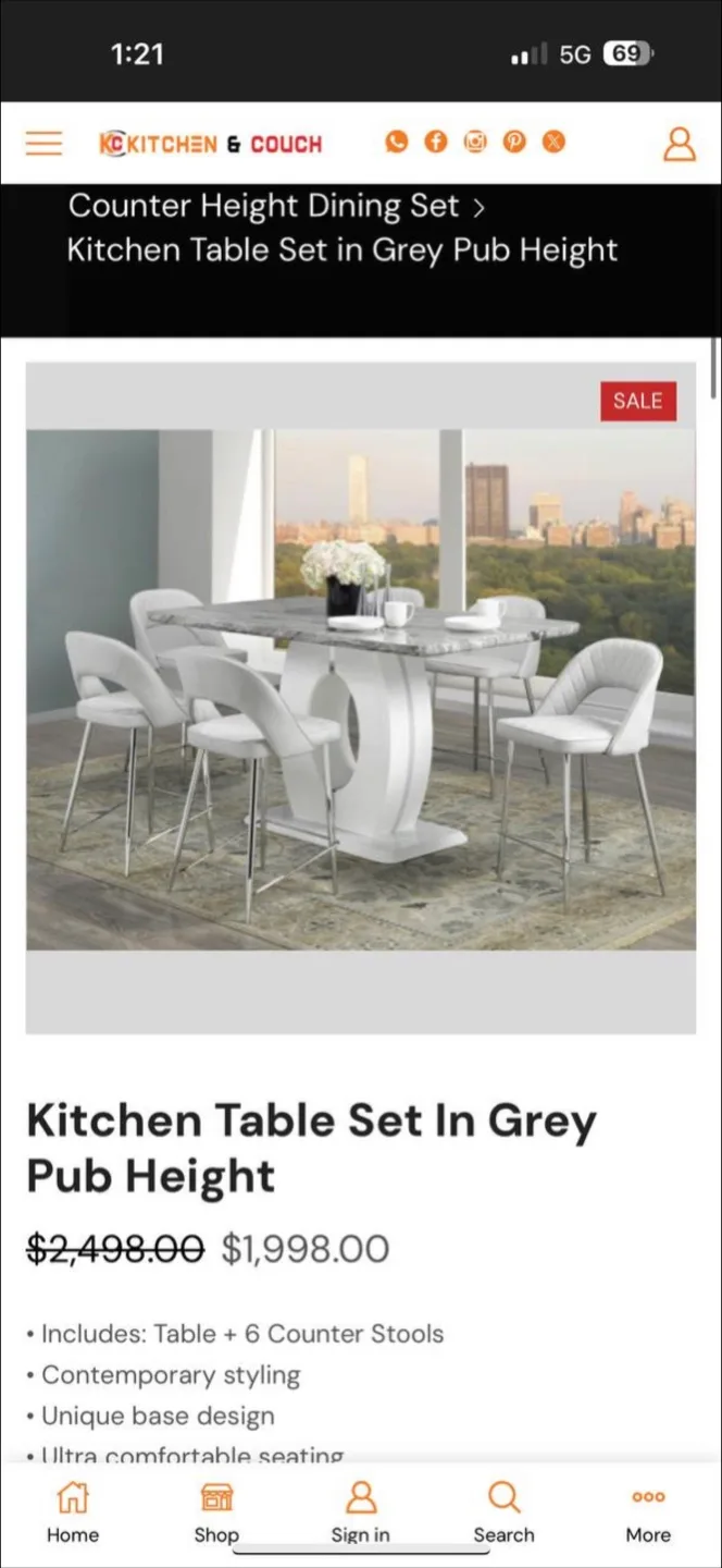 Kitchen table set in grey pub height image indicator(10)