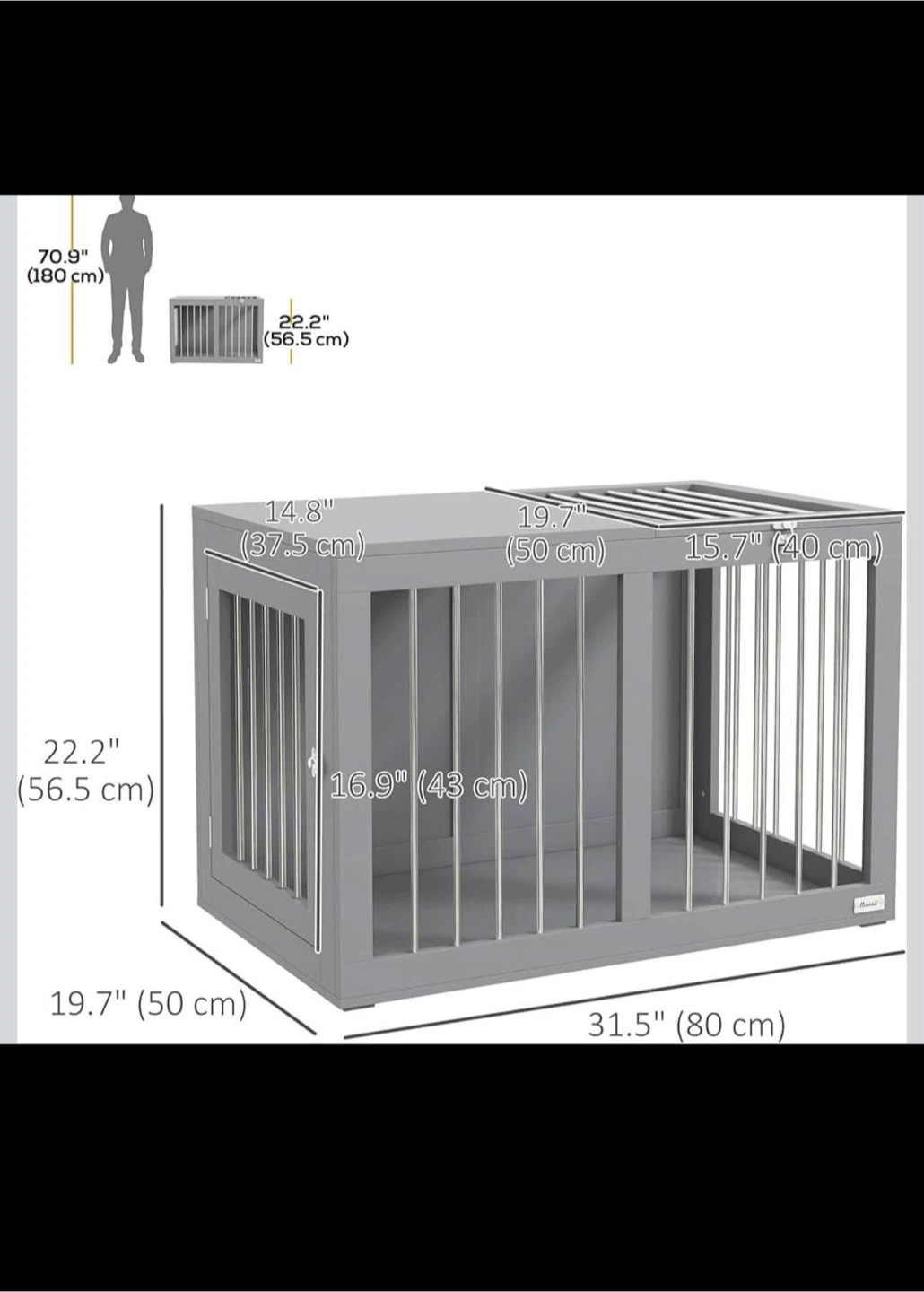 Dog Crate Furniture, 31.5" Side End Table with Double Doors - photo 2