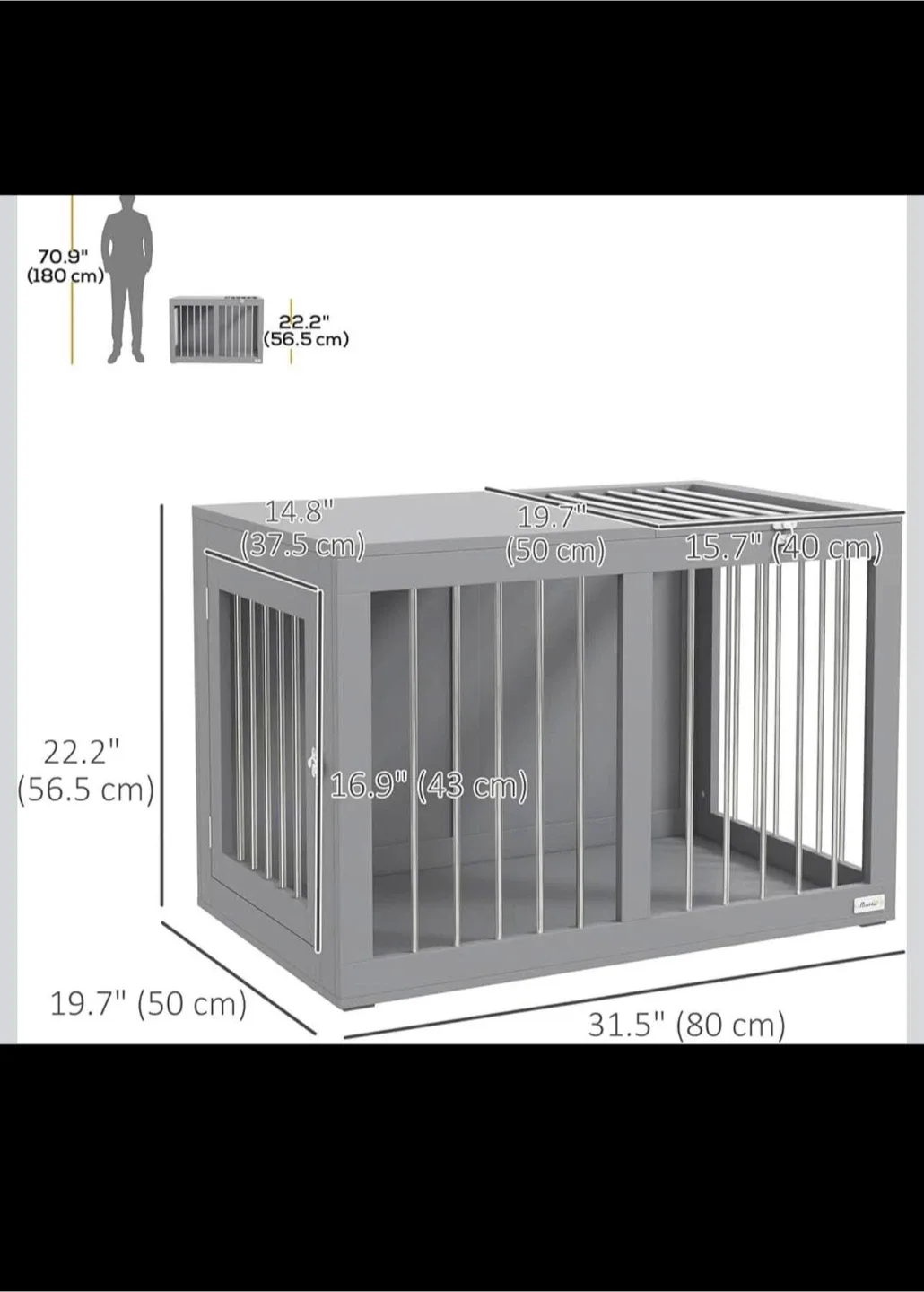 Dog Crate Furniture, 31.5" Side End Table with Double Doors image indicator(2)