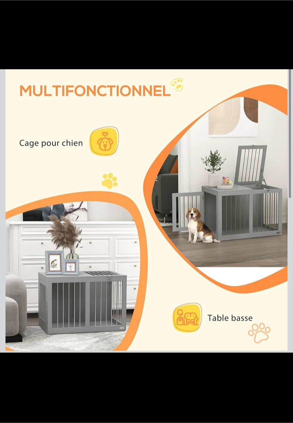 Dog Crate Furniture, 31.5" Side End Table with Double Doors - photo 4