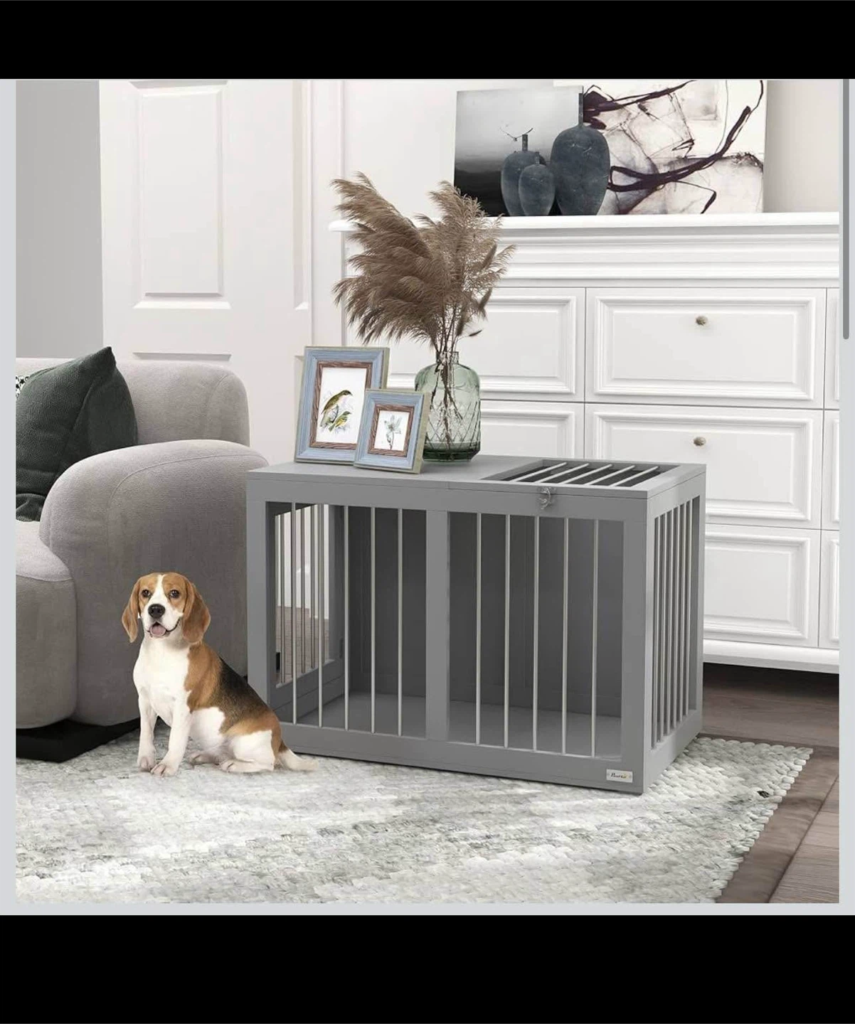 Dog Crate Furniture, 31.5" Side End Table with Double Doors - photo 3