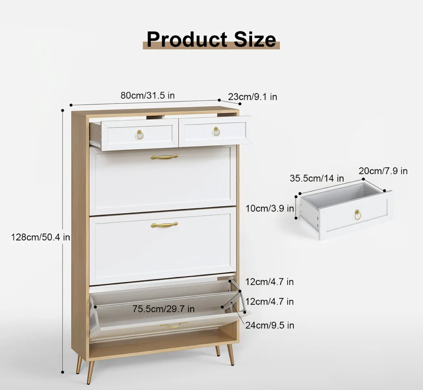 Shoe Cabinet with Drawers - 50.4" Height - photo 4