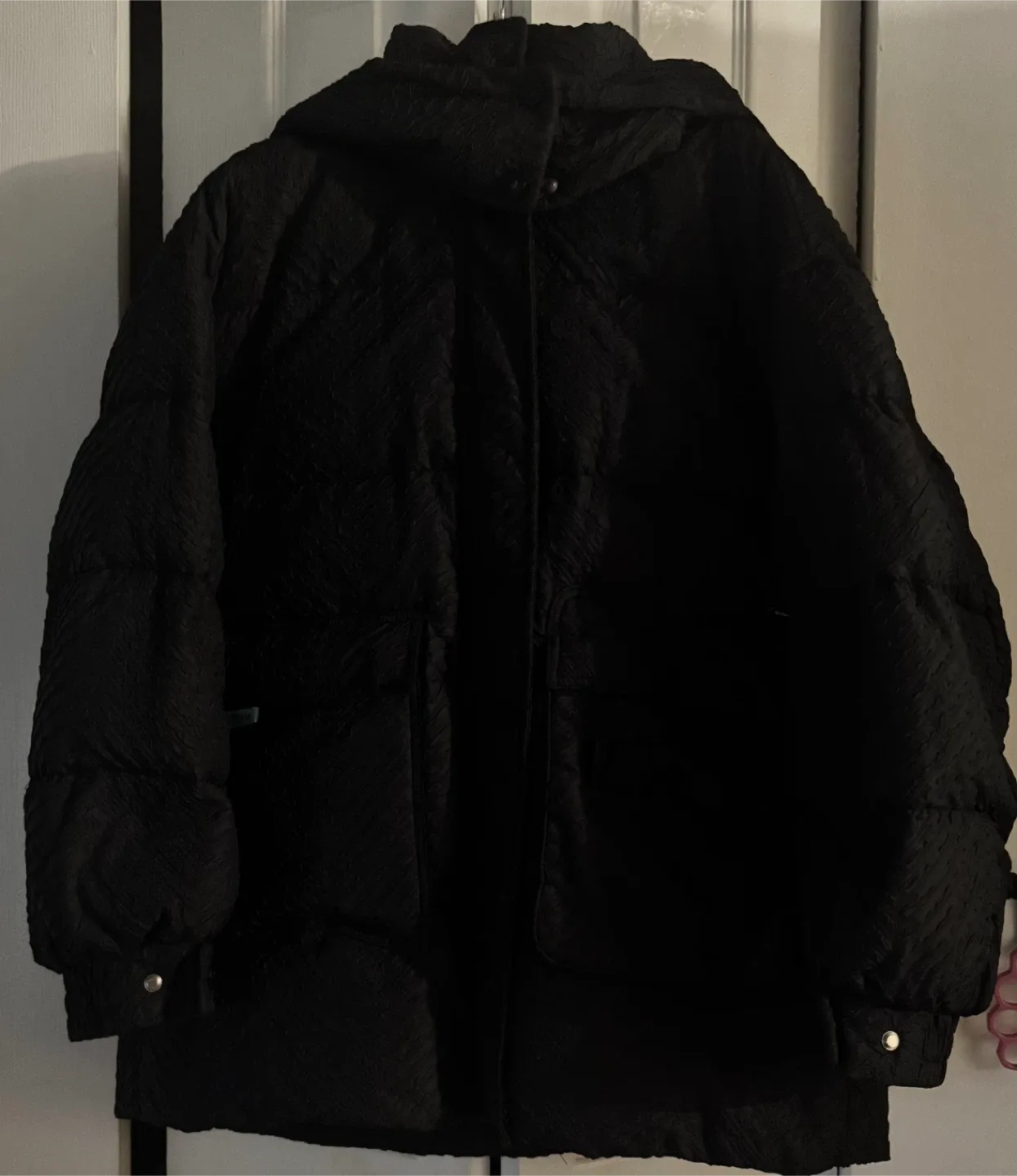 Black Padded Hooded Coat image indicator(4)