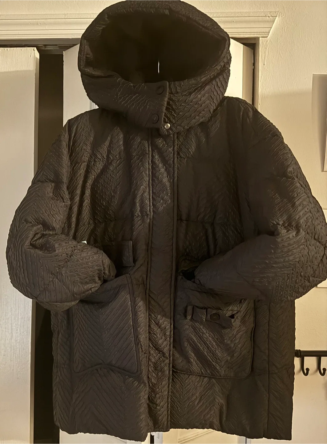 Black Padded Hooded Coat