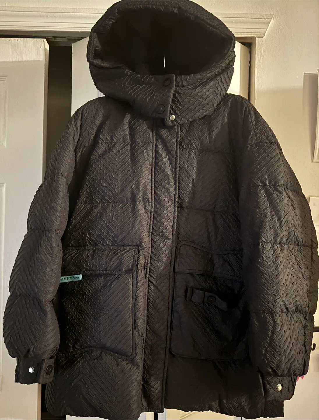 Black Padded Hooded Coat image indicator(3)