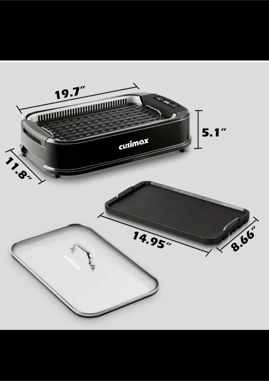 Cusimax Indoor Smokeless 1500W Grill - New! image indicator(3)