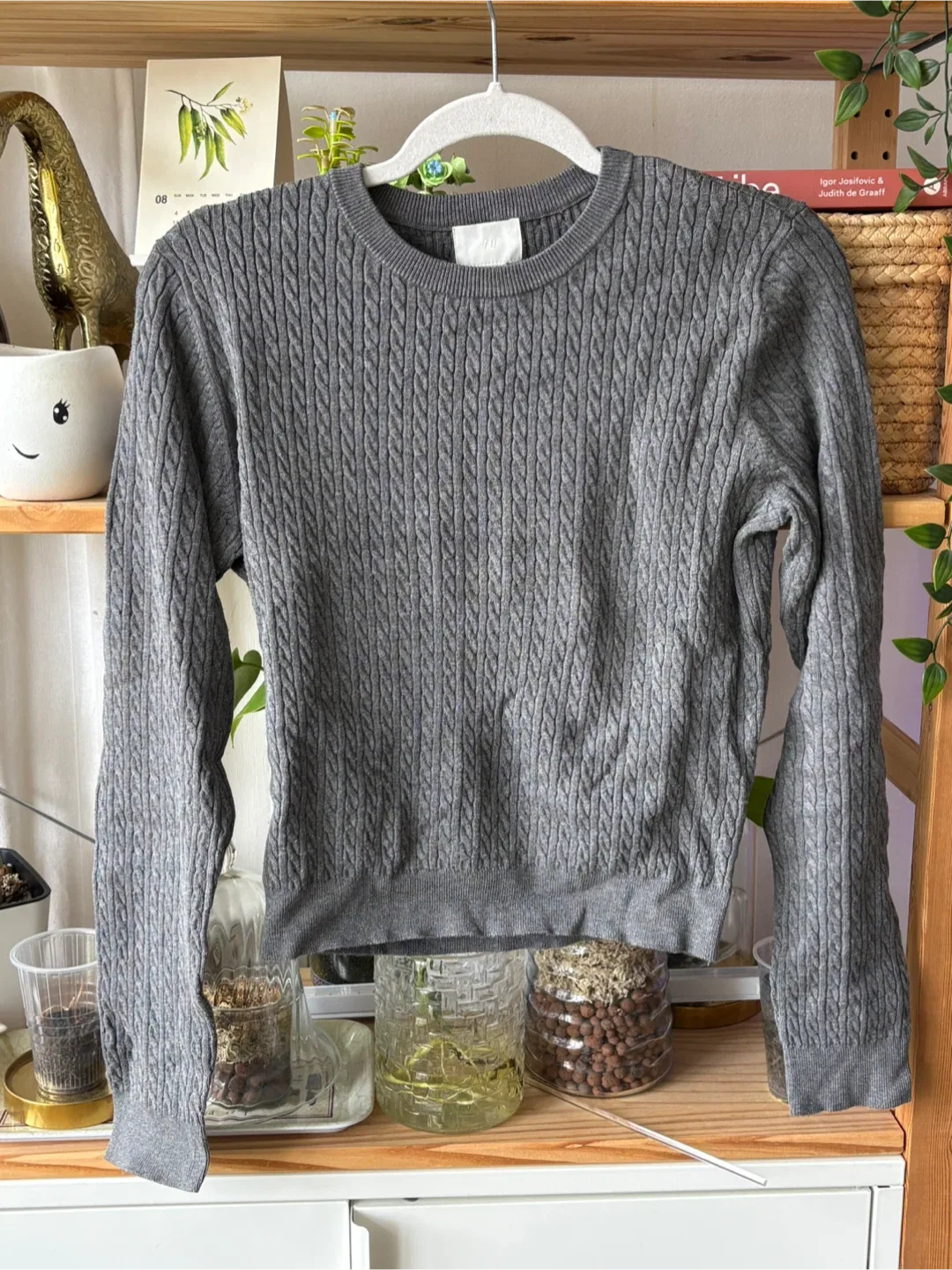 H&M Grey Cable Knit Sweater - Size Small thumbnail